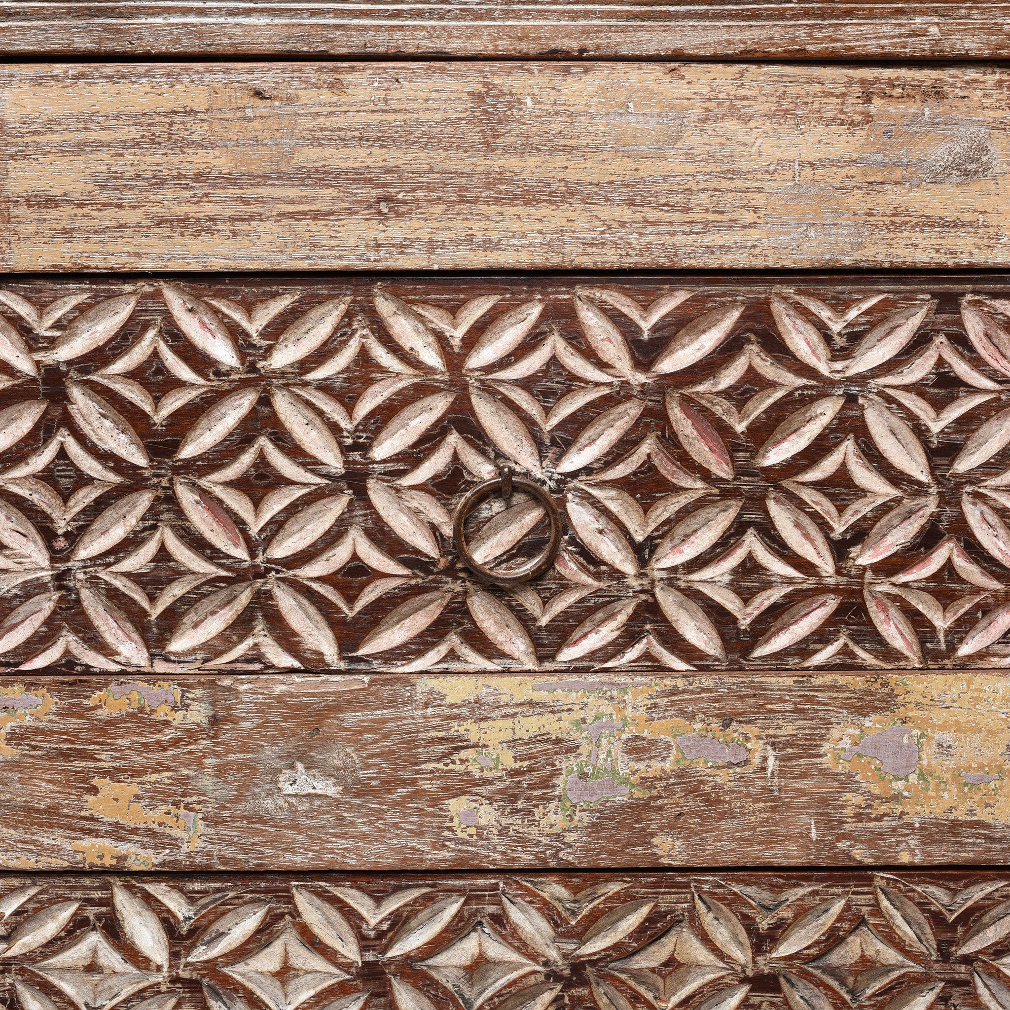 Carved Chest Of 8 Drawers Made From Reclaimed Teak - Image 7