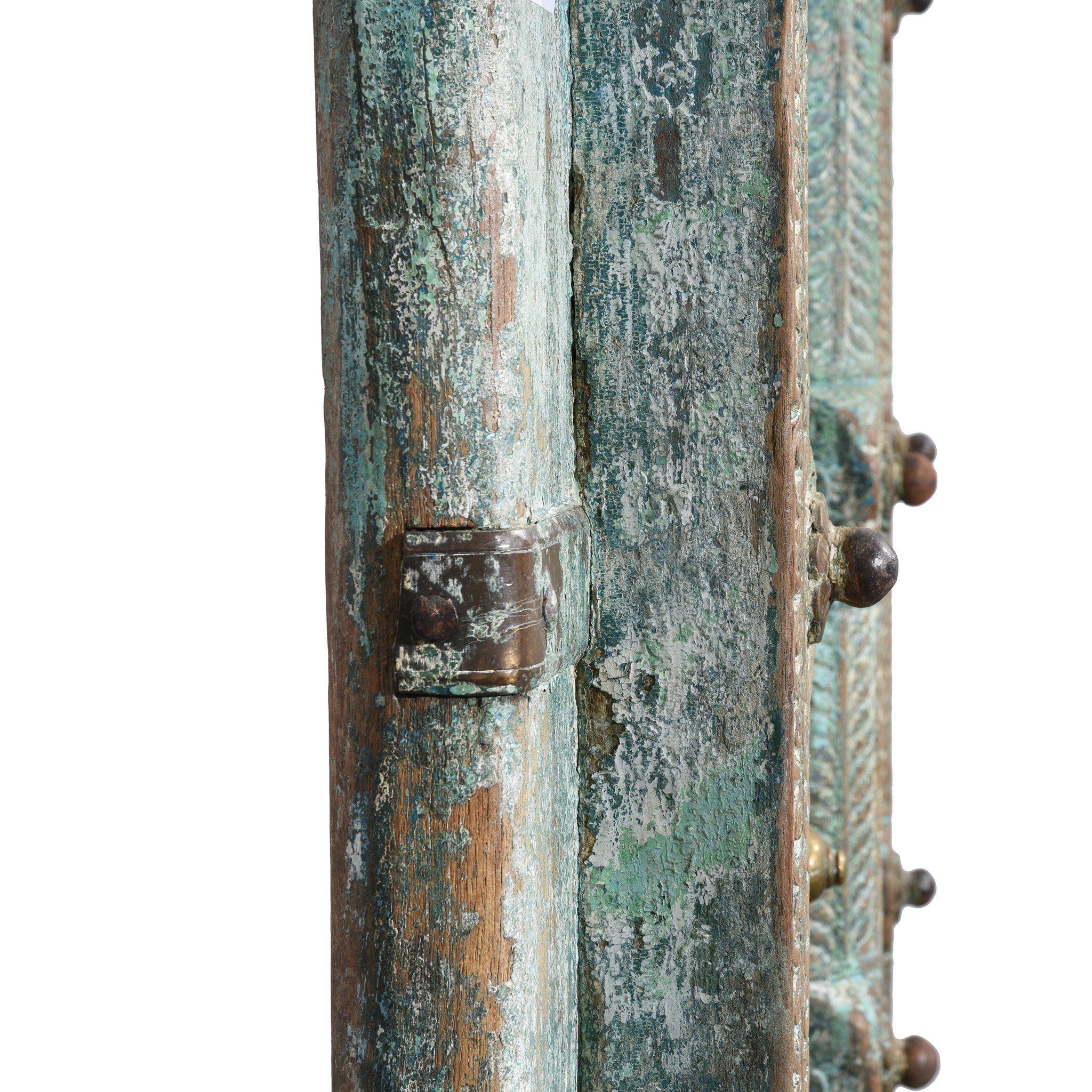 Painted Indian Door With Original Paint From Gujarat - 18thC - Image 10