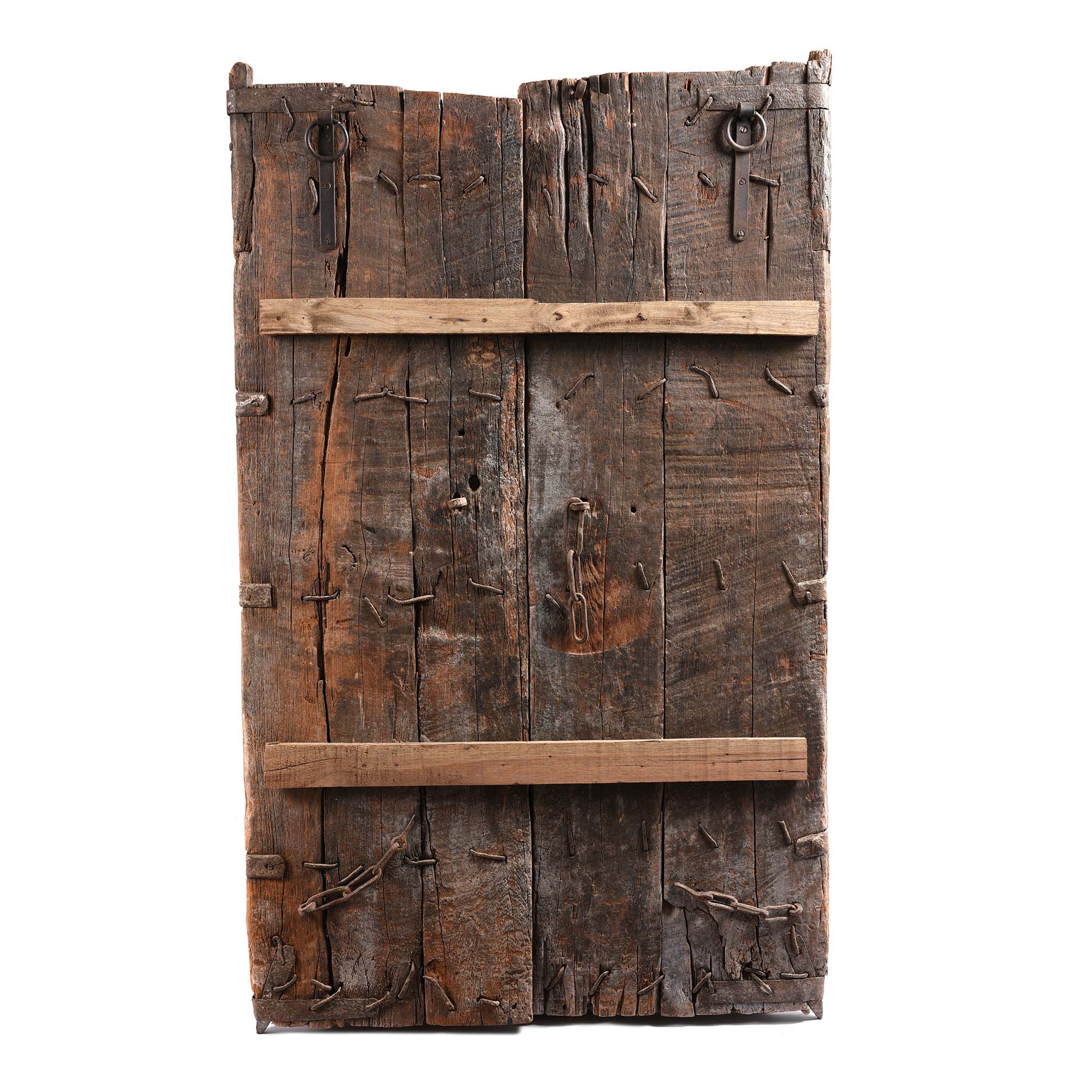 Carved Floral Painted Teak Window Shutter From Gujarat - 19thC - Image 6