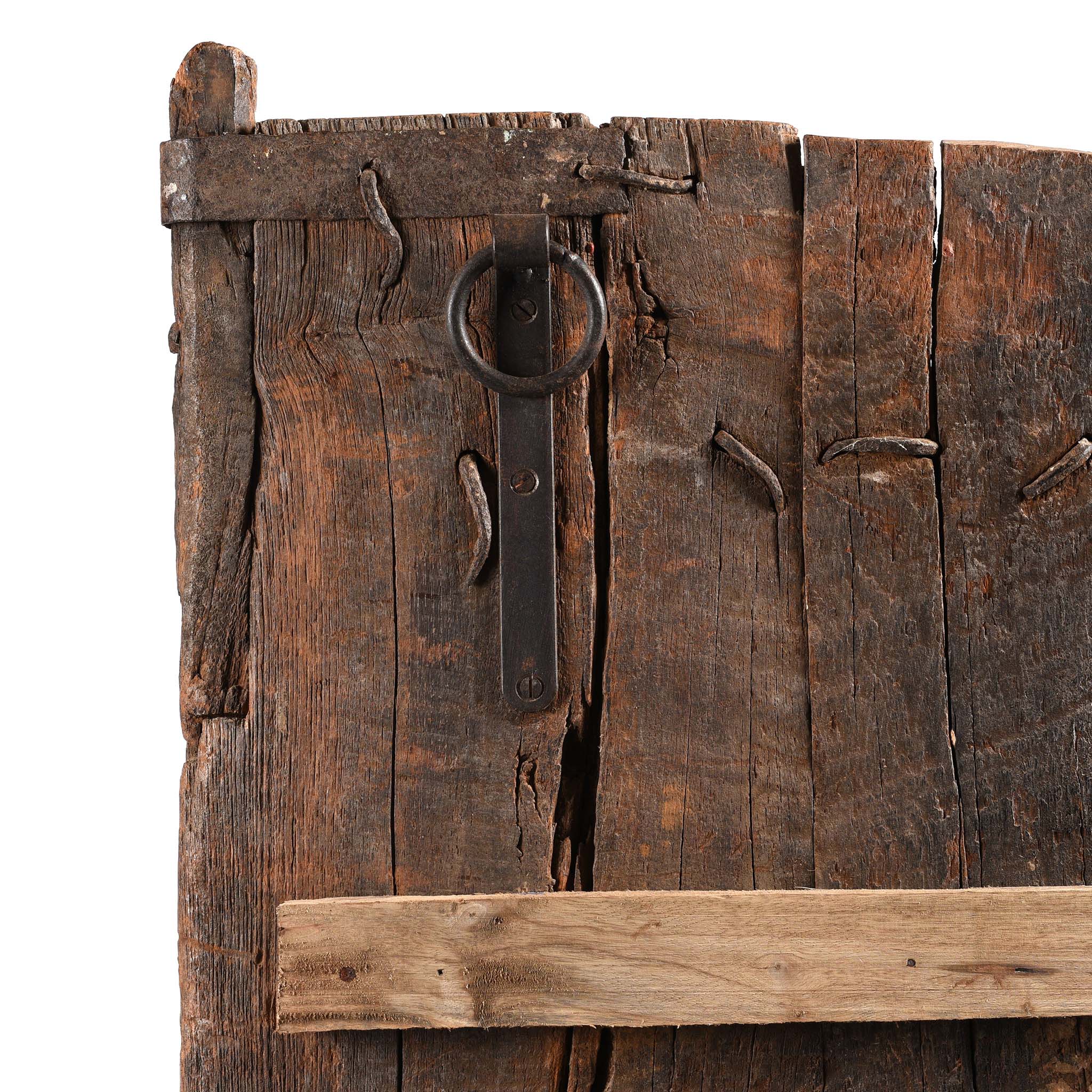 Carved Floral Painted Teak Window Shutter From Gujarat - 19thC - Image 7