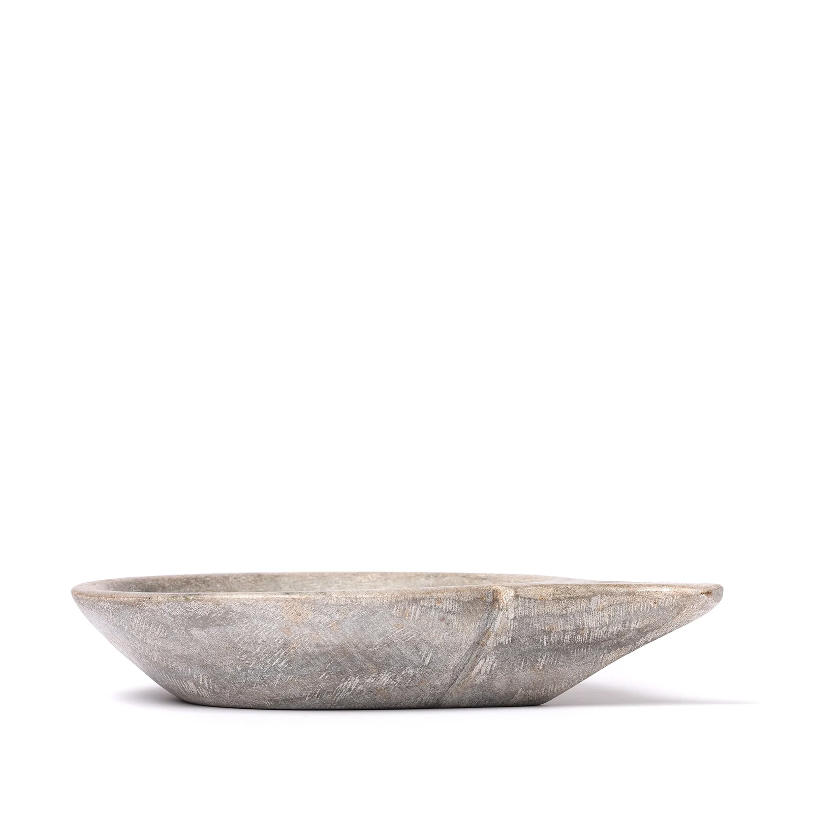 Carved Grey Marble Bowl From Rajasthan - Image 3