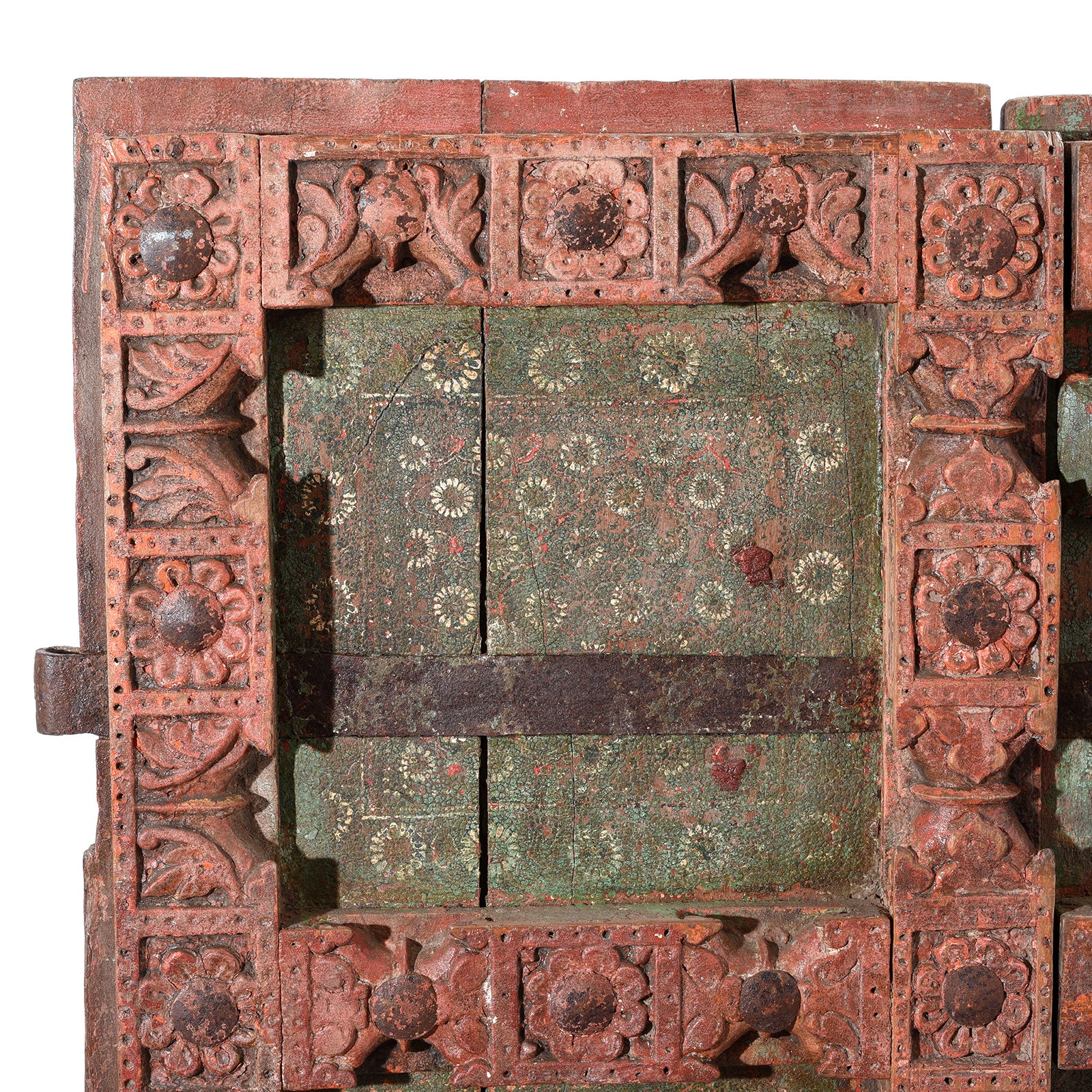 Carved Door With Original Paint From Gujarat - 19th Century - Image 4