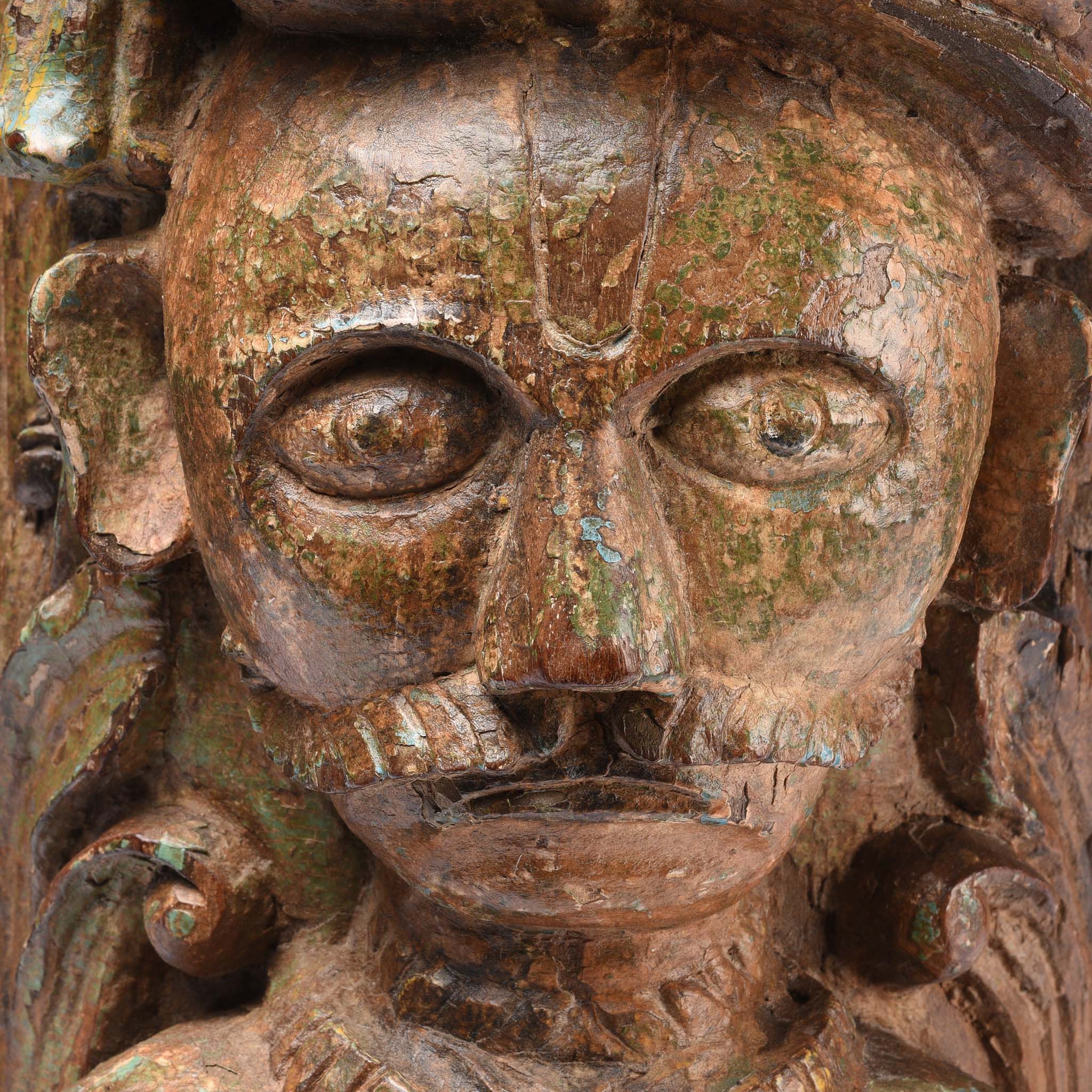 Carved Gujarati Head On Stand - 19thC - Image 2