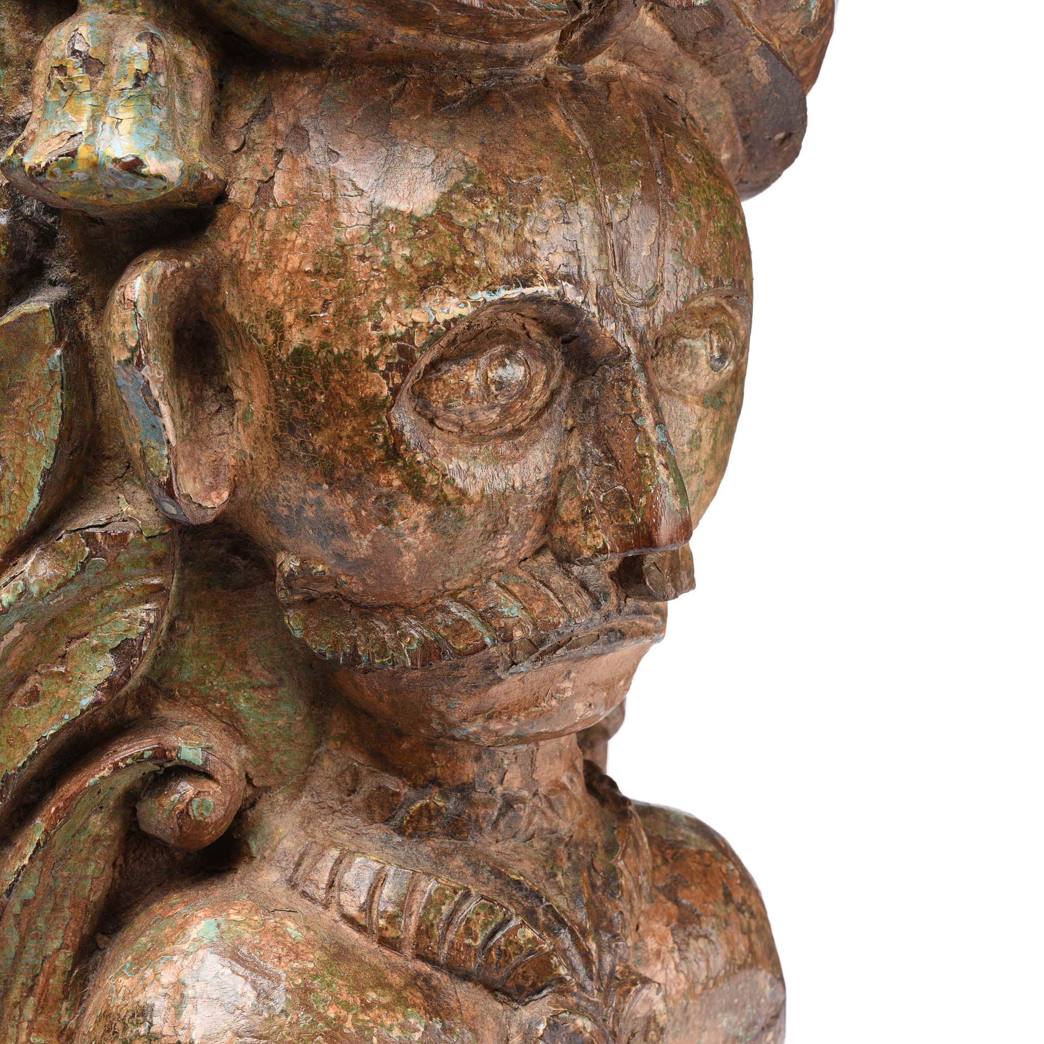 Carved Gujarati Head On Stand - 19thC - Image 4
