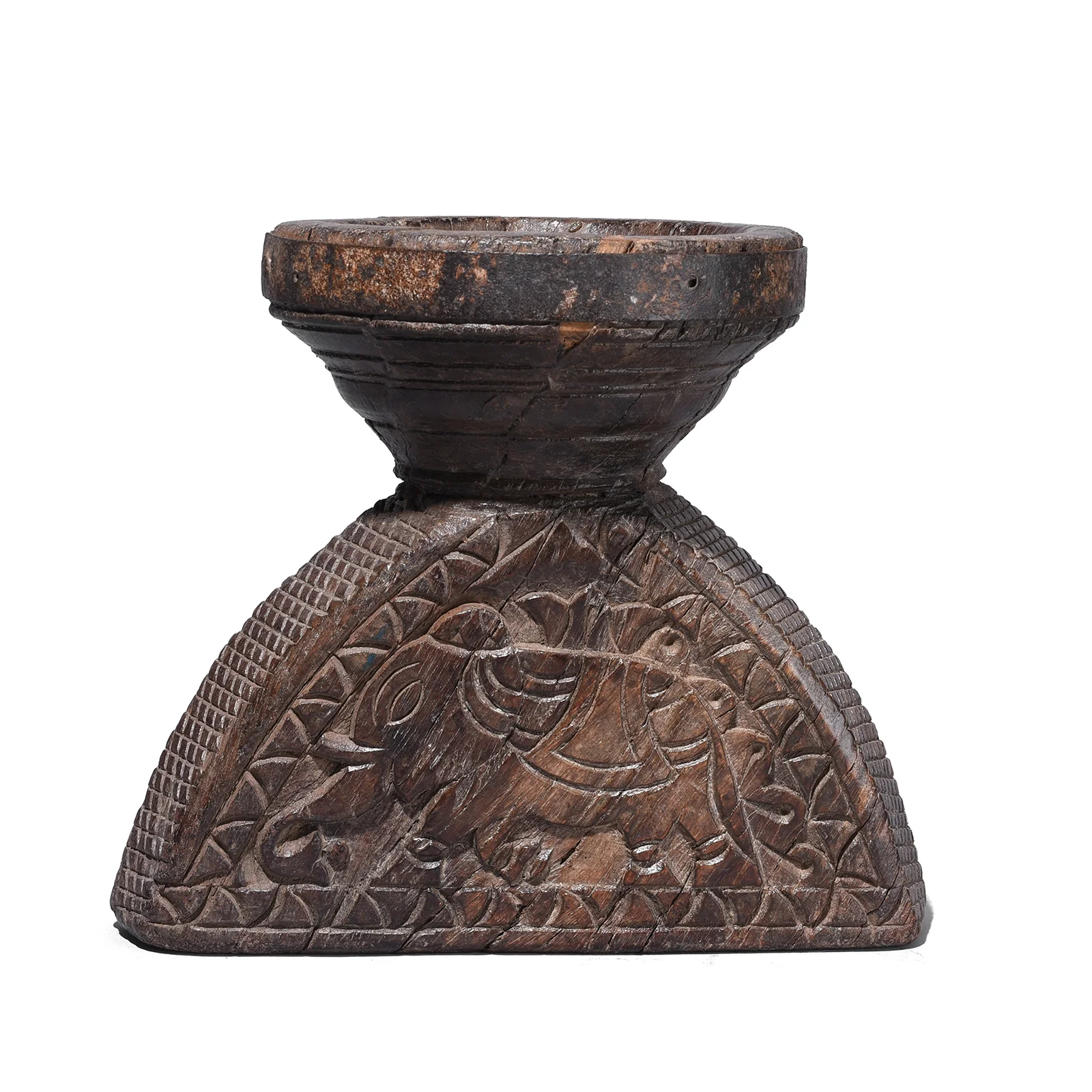 Carved Teak Seed Drill From Gujarat - Ca 1920