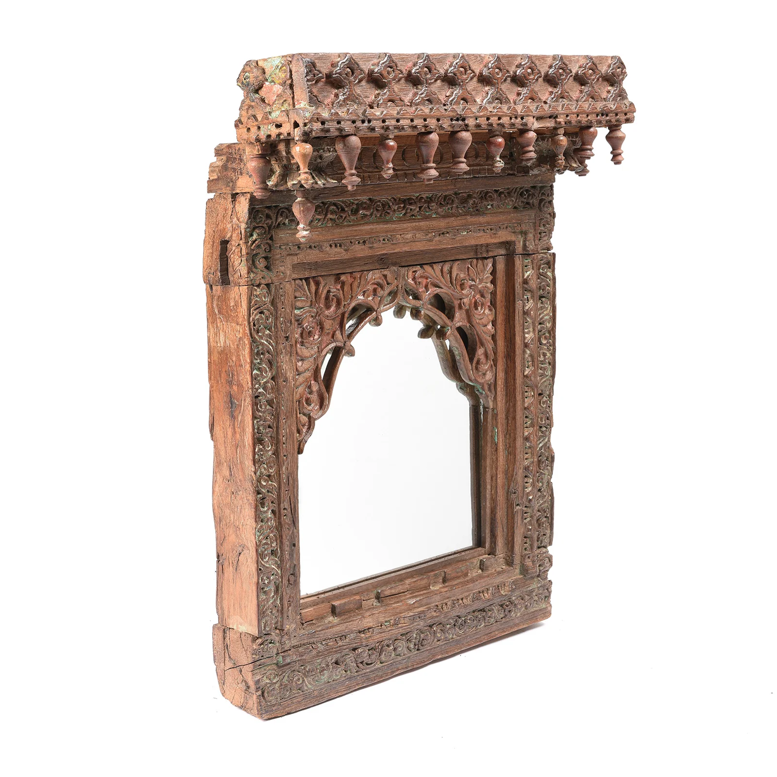 Carved Indian Window Mirror From Kutch - 19thC (52 x 68cm) - Image 3