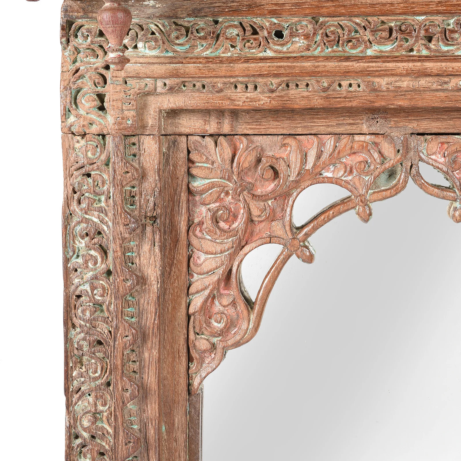 Carved Indian Window Mirror From Kutch - 19thC (52 x 68cm) - Image 4