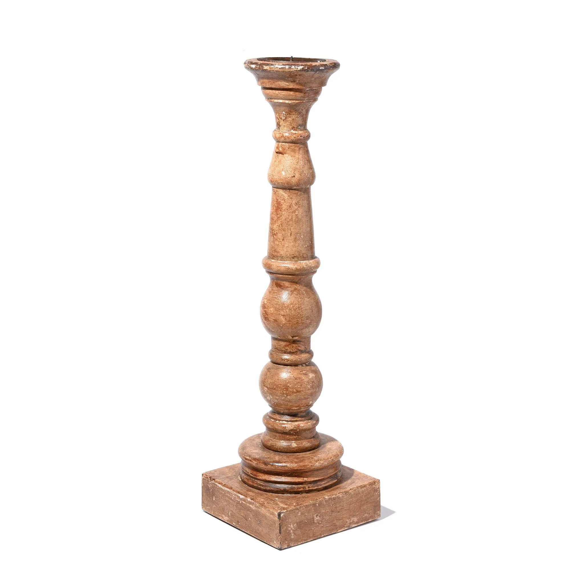 Carved Mango Wood Candlestick From Rajasthan