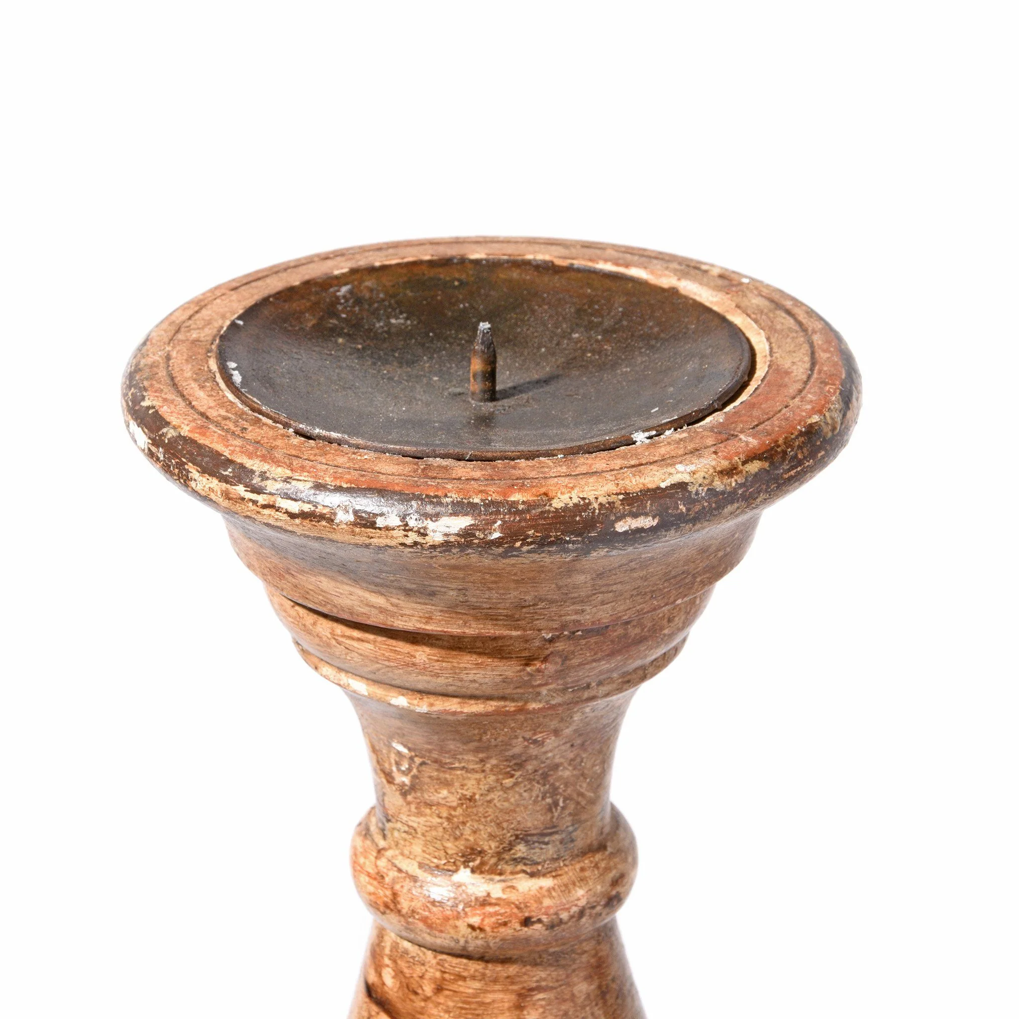 Carved Mango Wood Candlestick From Rajasthan - Image 3