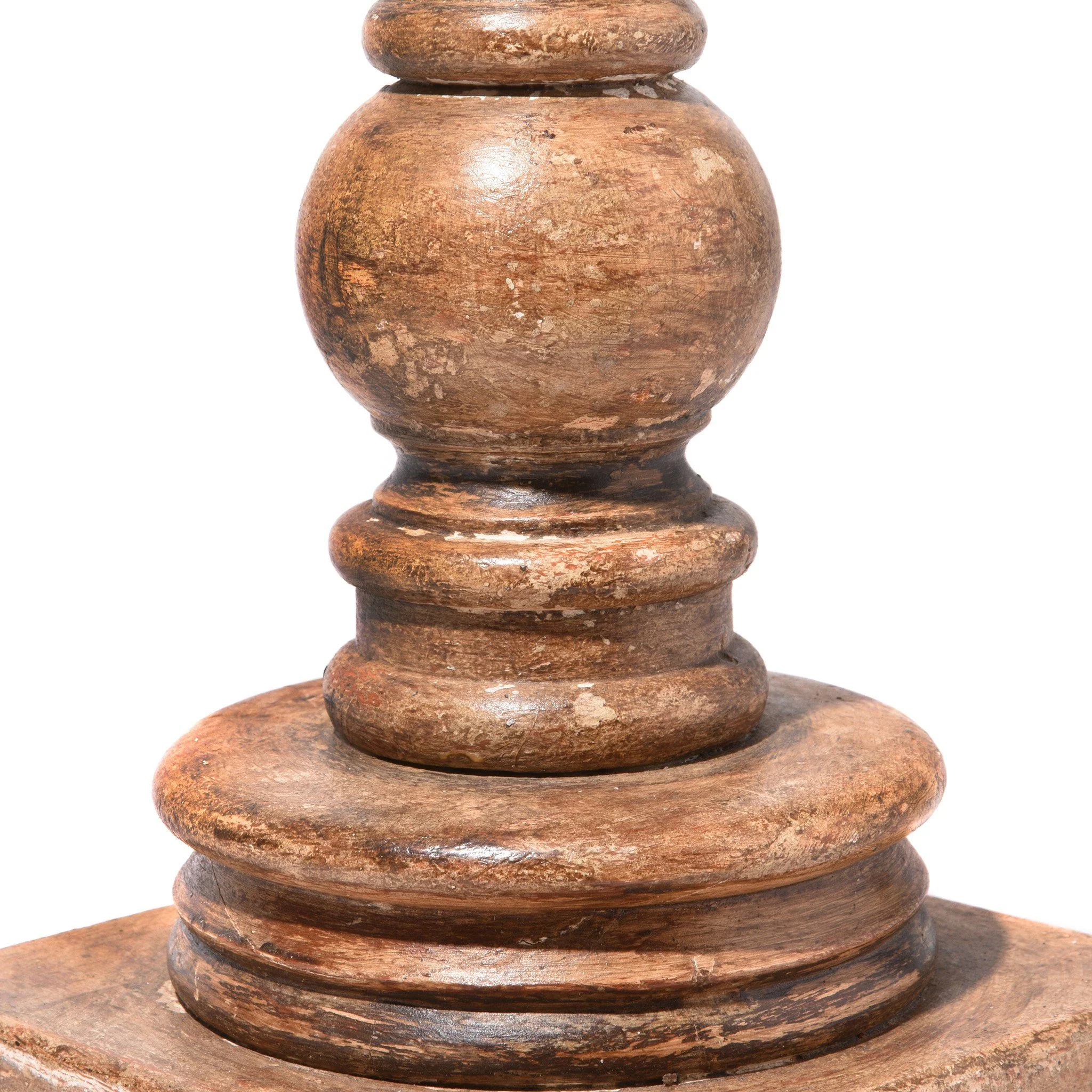 Carved Mango Wood Candlestick From Rajasthan - Image 4