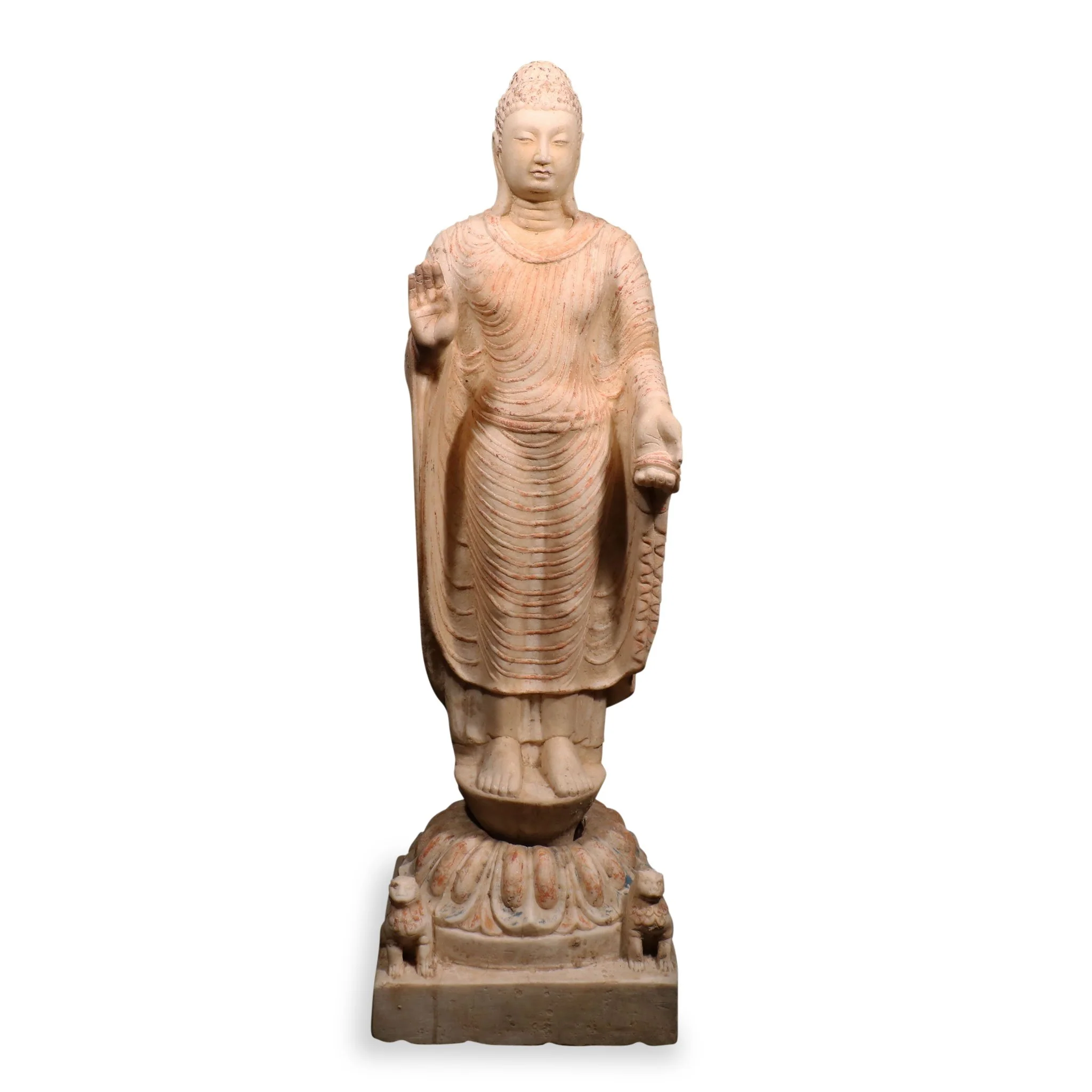 Carved Marble Standing Chinese Buddha Statue