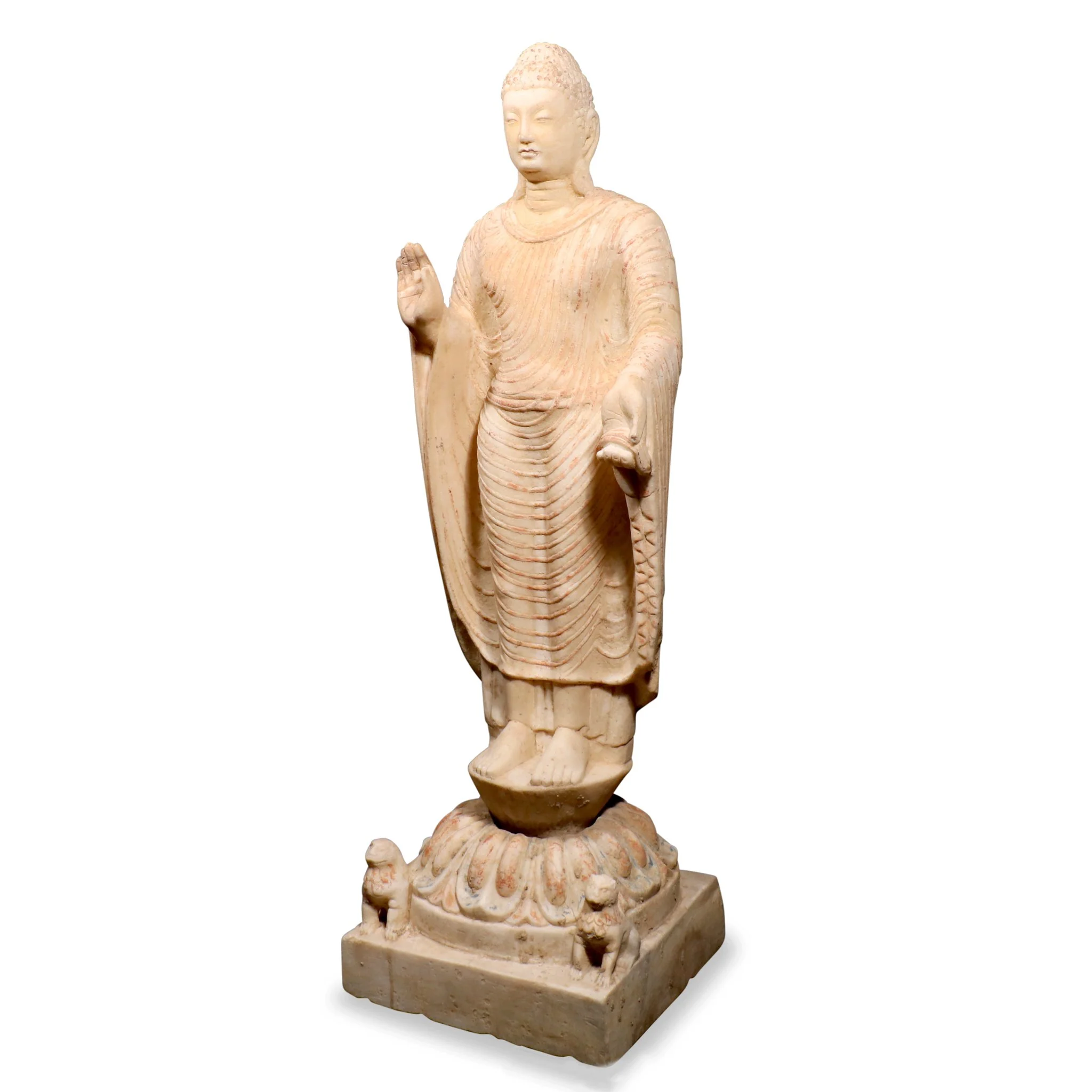 Carved Marble Standing Chinese Buddha Statue - Image 2