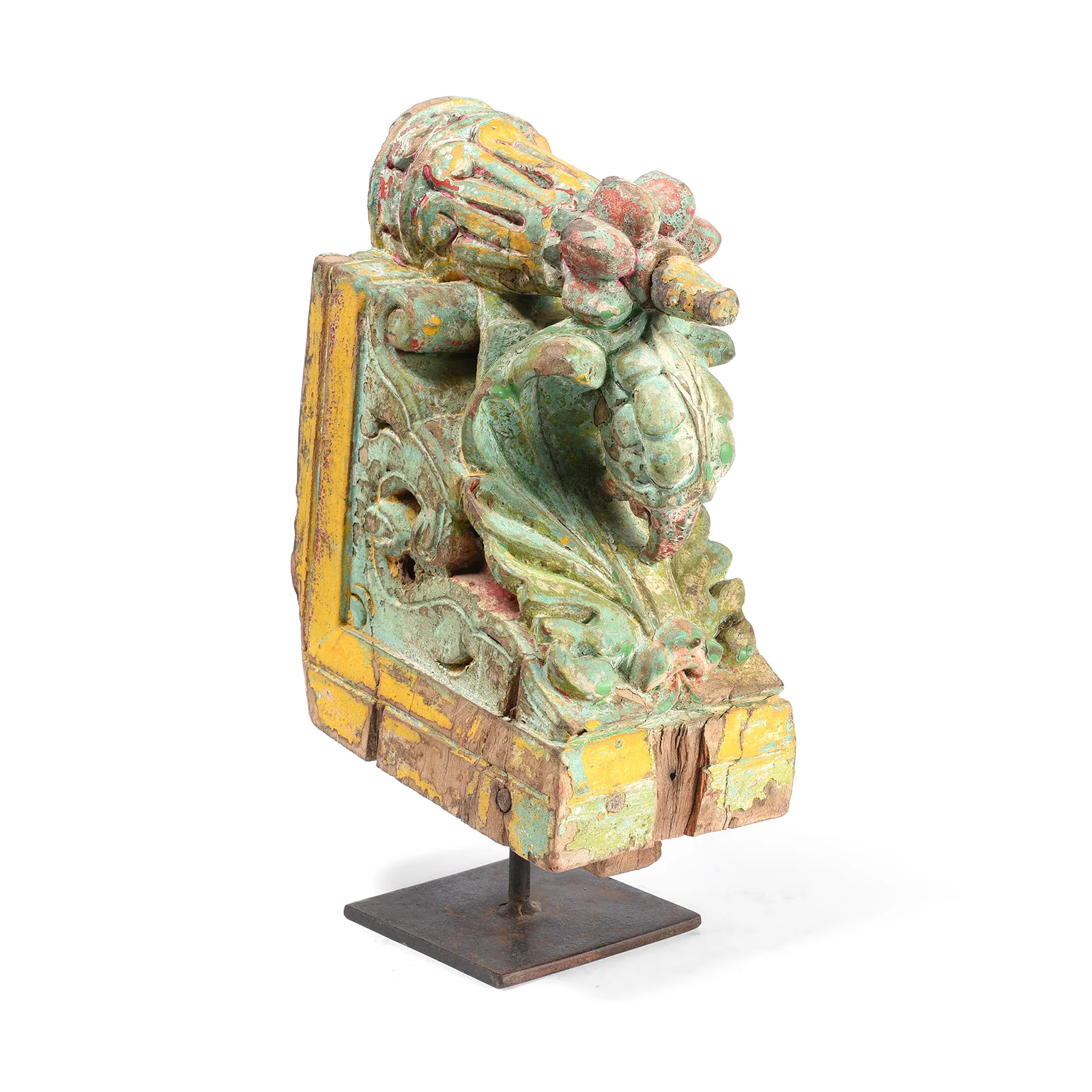 Painted Indian Corbel From Maharashtra - 19th Century