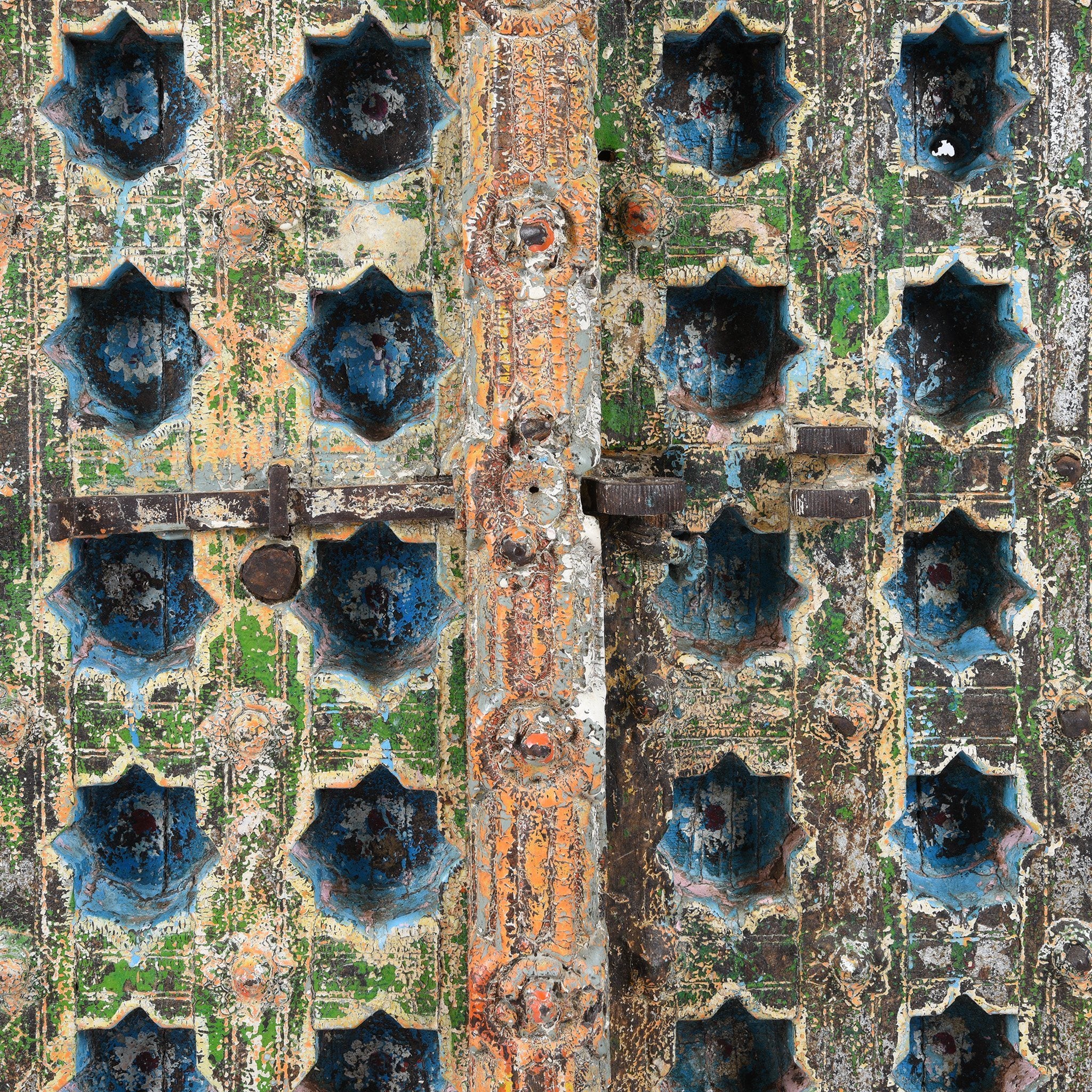 Carved & Painted Teak Window Shutter From South Rajasthan - 19thC - Image 2