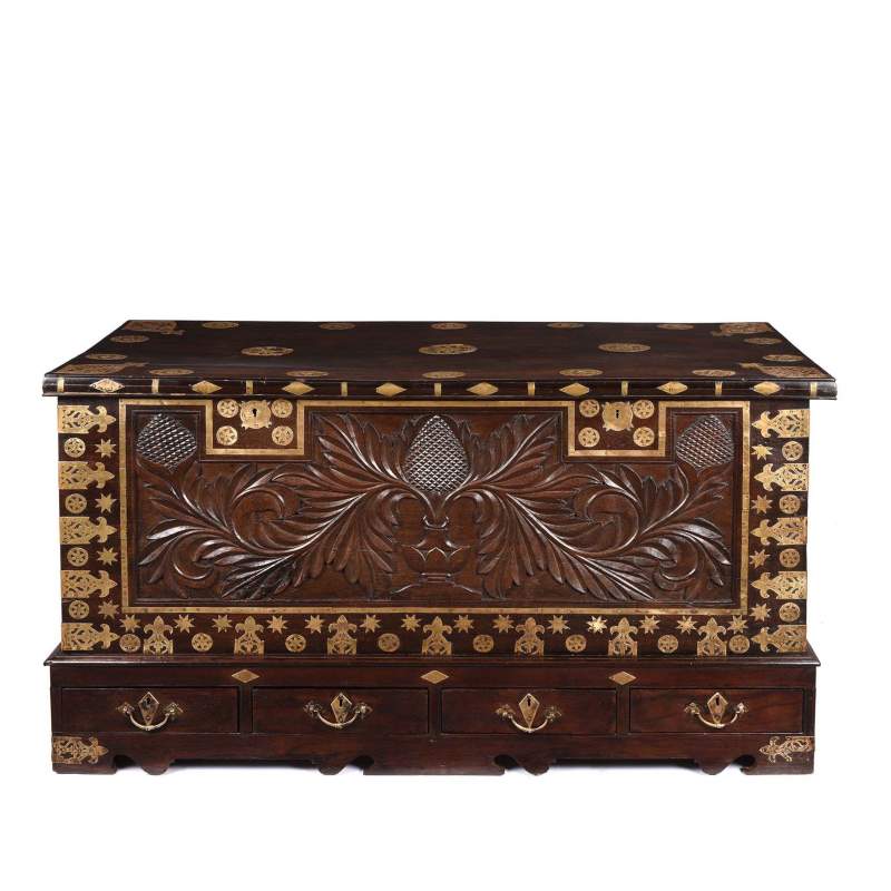 Carved 'Malabar' Chest From Kutch - Mid 19th Century