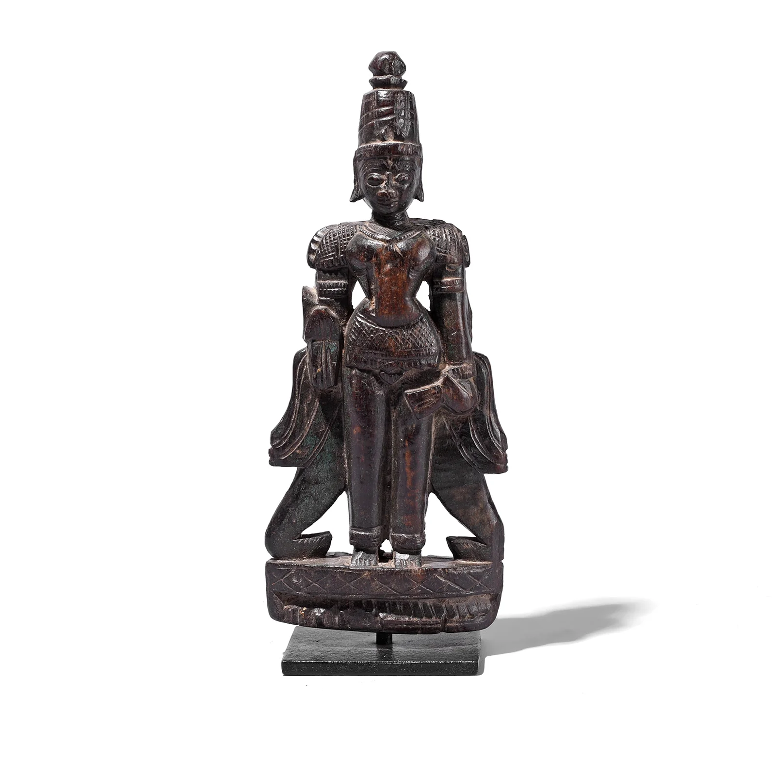 Rosewood Vishnu / Laxshmi Bommai Dolls From Kerala - 1930'S