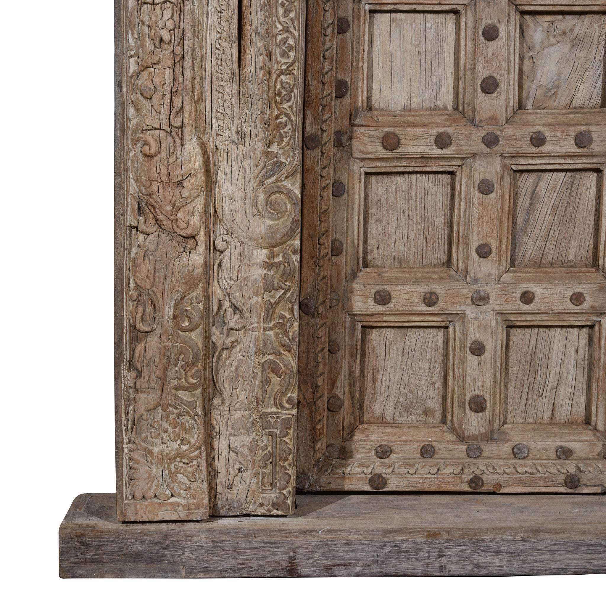 Carved Rosewood Door & Frame From Punjab - 19thC - Image 4