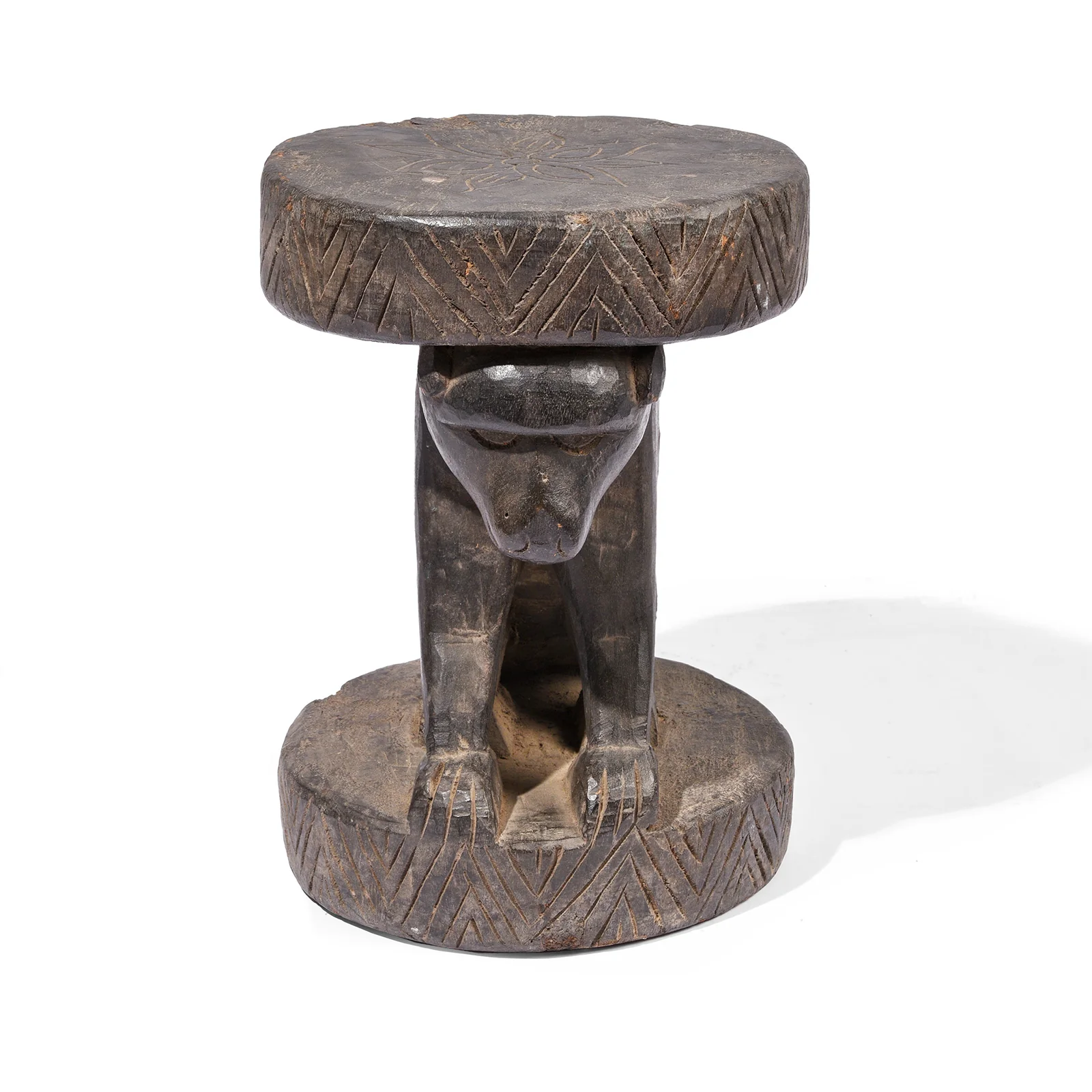 Carved Santal Tribal Monkey Stool - Ca 1930 - Image 3