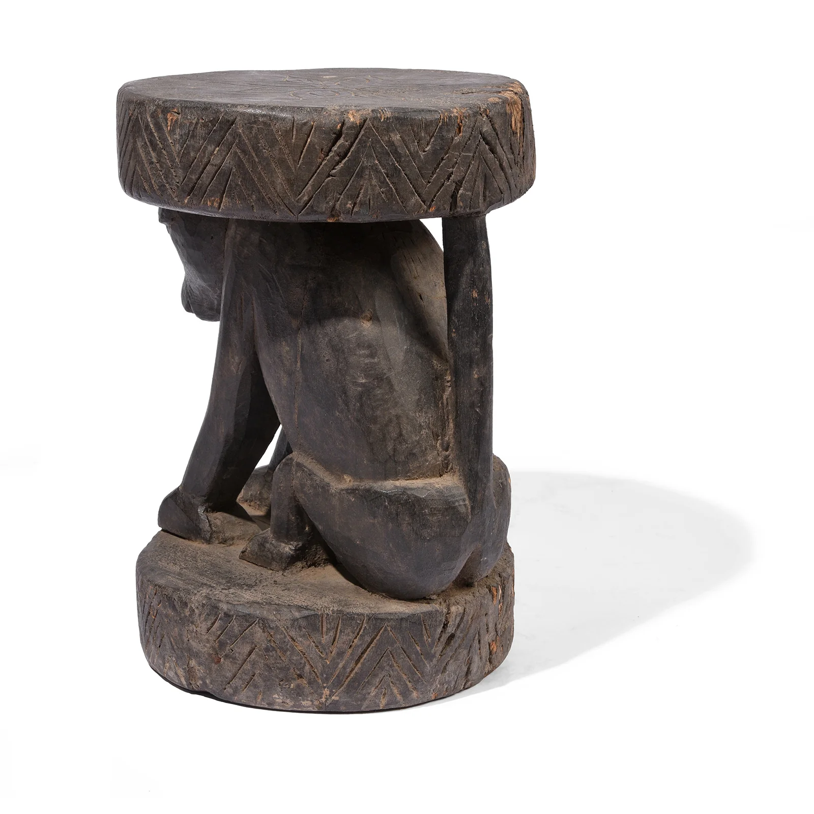 Carved Santal Tribal Monkey Stool - Ca 1930 - Image 5