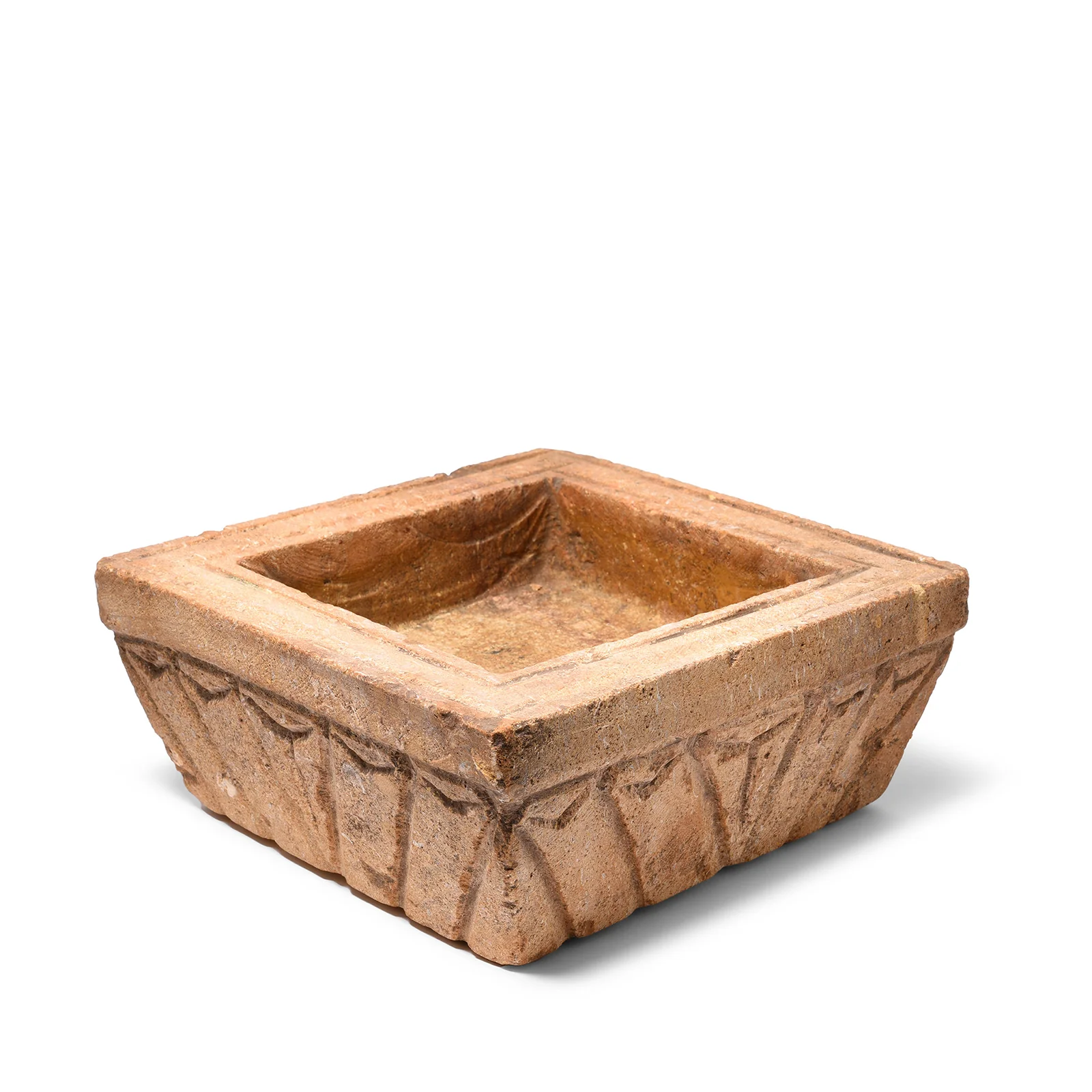 Carved Stone Bird Bath From Jaisalmer - Ca 1920's