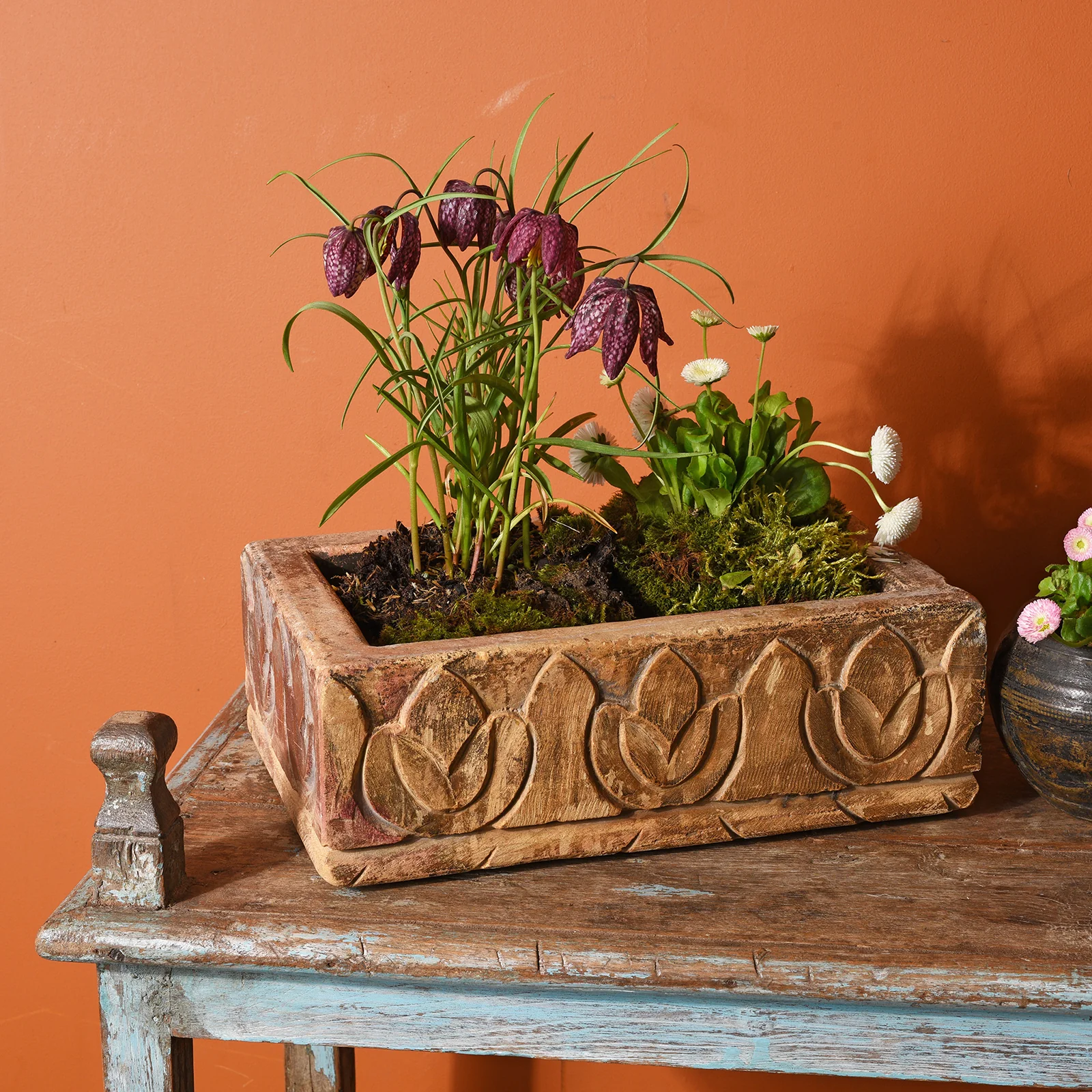 Carved Stone Bird Bath From Jaisalmer - Ca 1920's