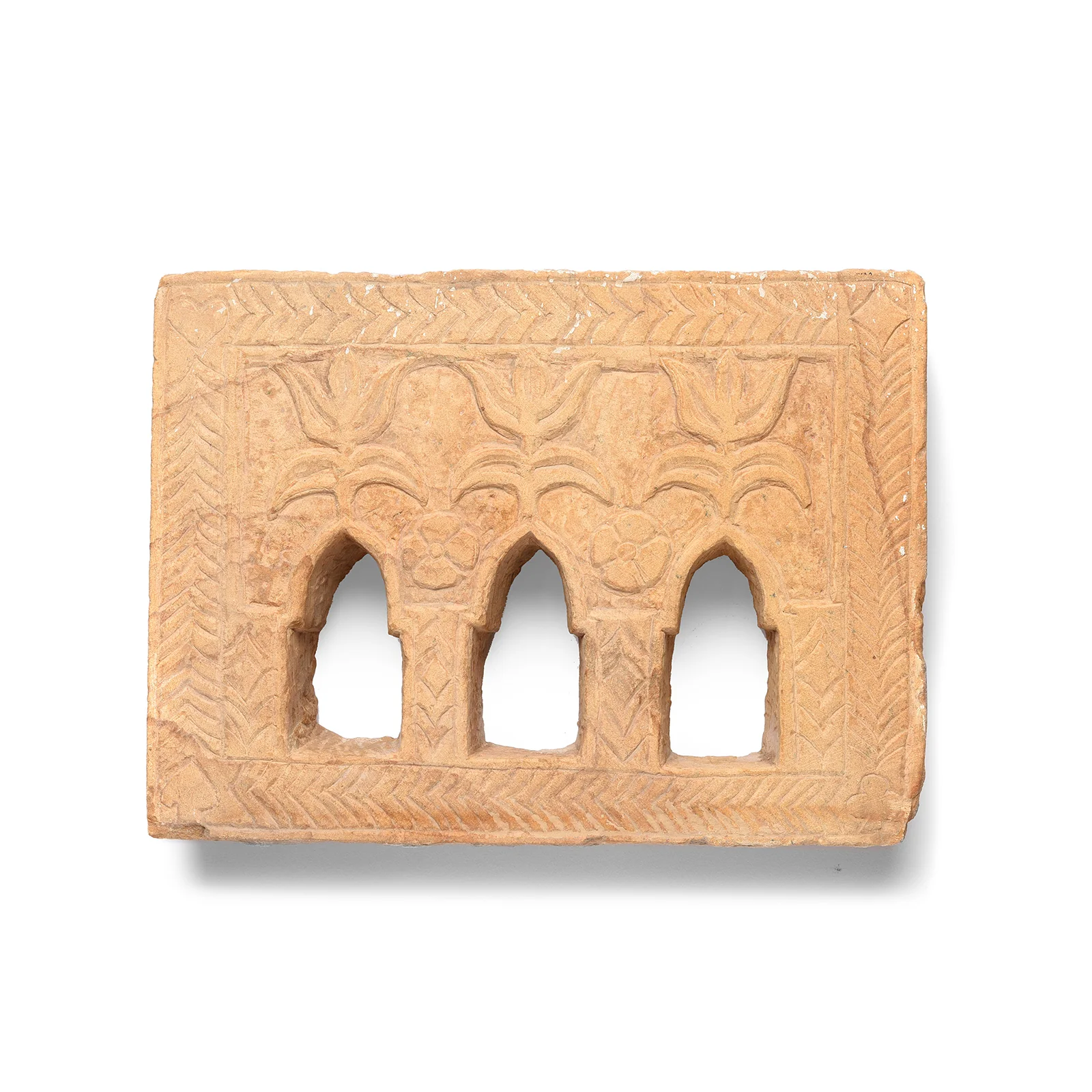 Old 3 Way Stone Lamp Niche From Jaisalmer - 19th Century