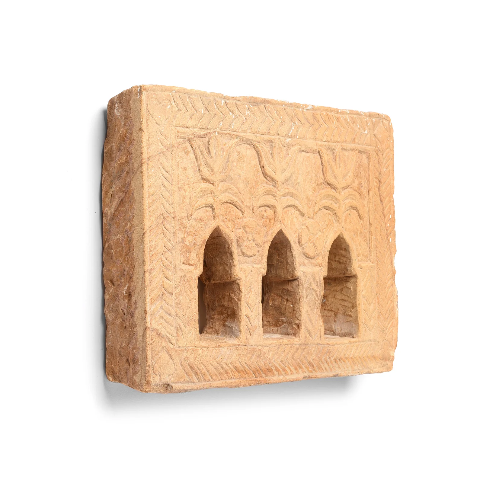 Old 3 Way Stone Lamp Niche From Jaisalmer - 19th Century - Image 2