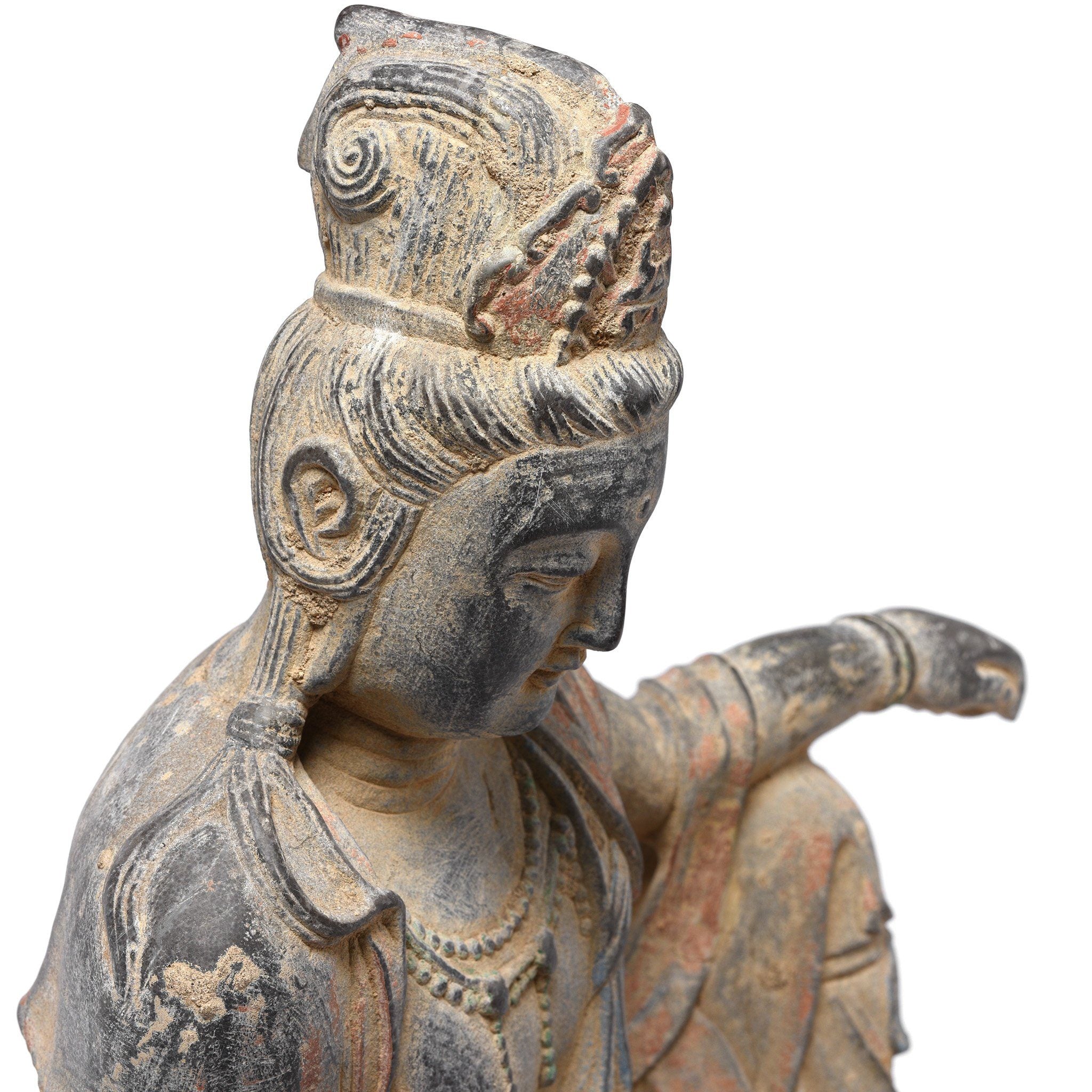 Carved Stone Seated Guanyin Statue - Image 6