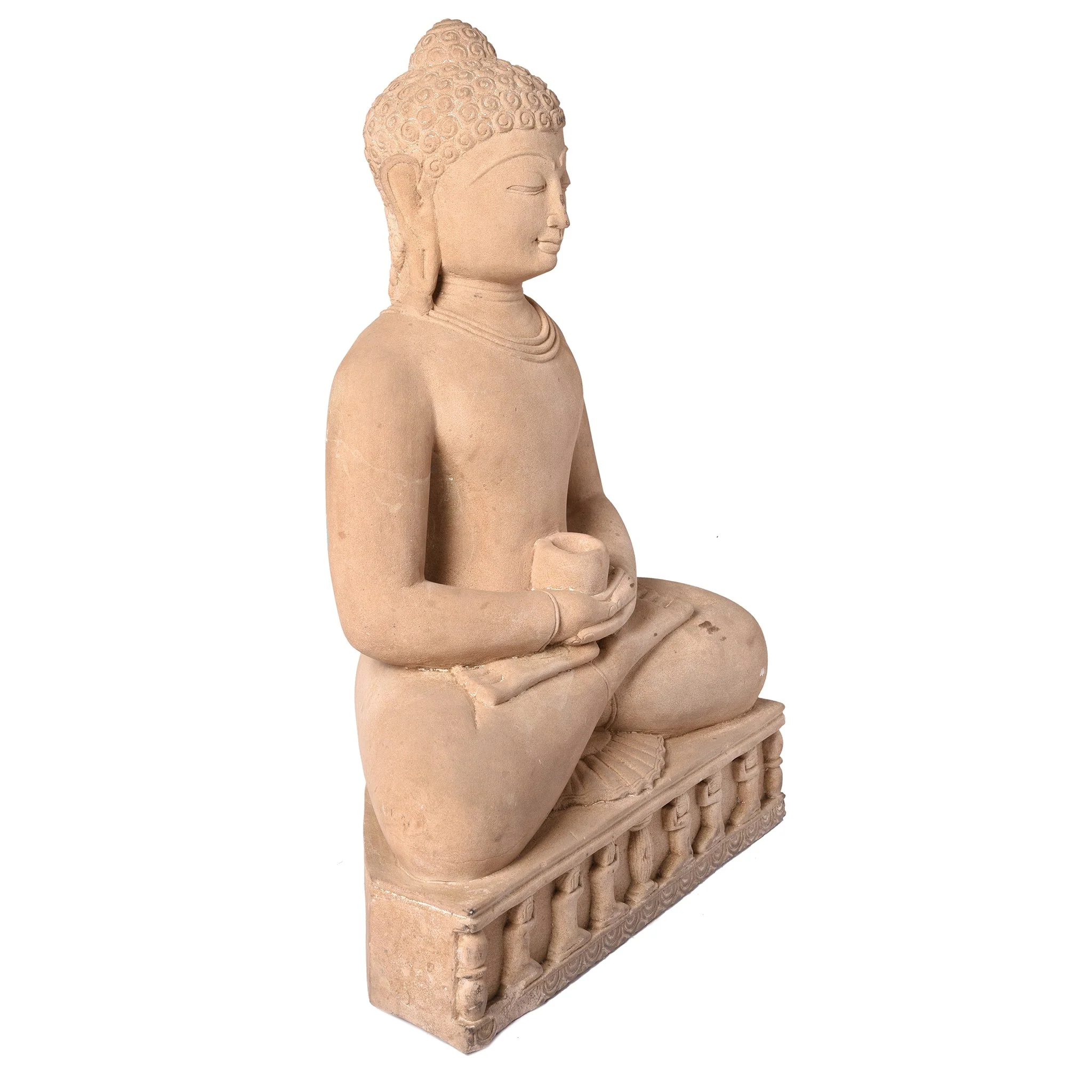 Carved Stone Sitting Buddha Statue From Patna - Image 5