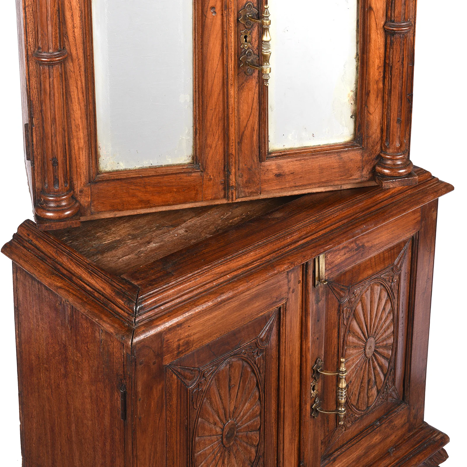 Mirrored Almirah Cabinet With Sunburst Panels - 19th Century - Image 6