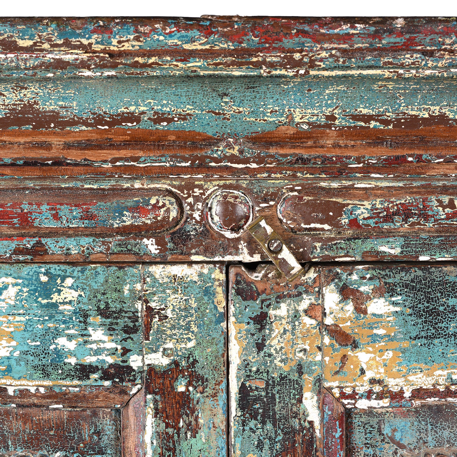 Painted Indian Almirah Cabinet With Sunburst Panels - 19th Century - Image 10
