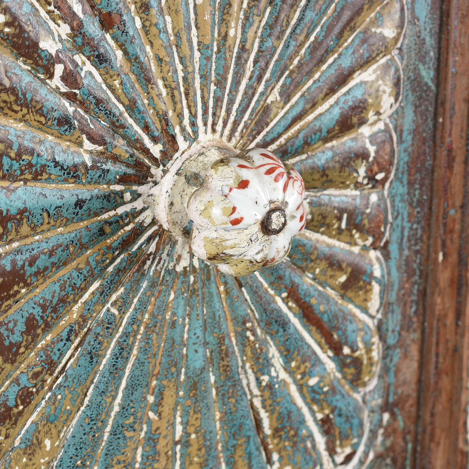 Painted Indian Almirah Cabinet With Sunburst Panels - 19th Century - Image 12