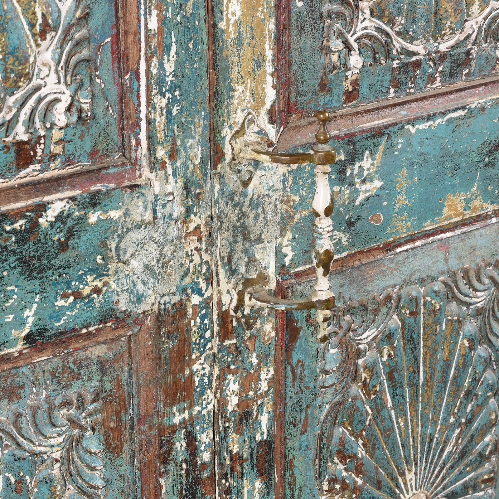 Painted Indian Almirah Cabinet With Sunburst Panels - 19th Century - Image 13