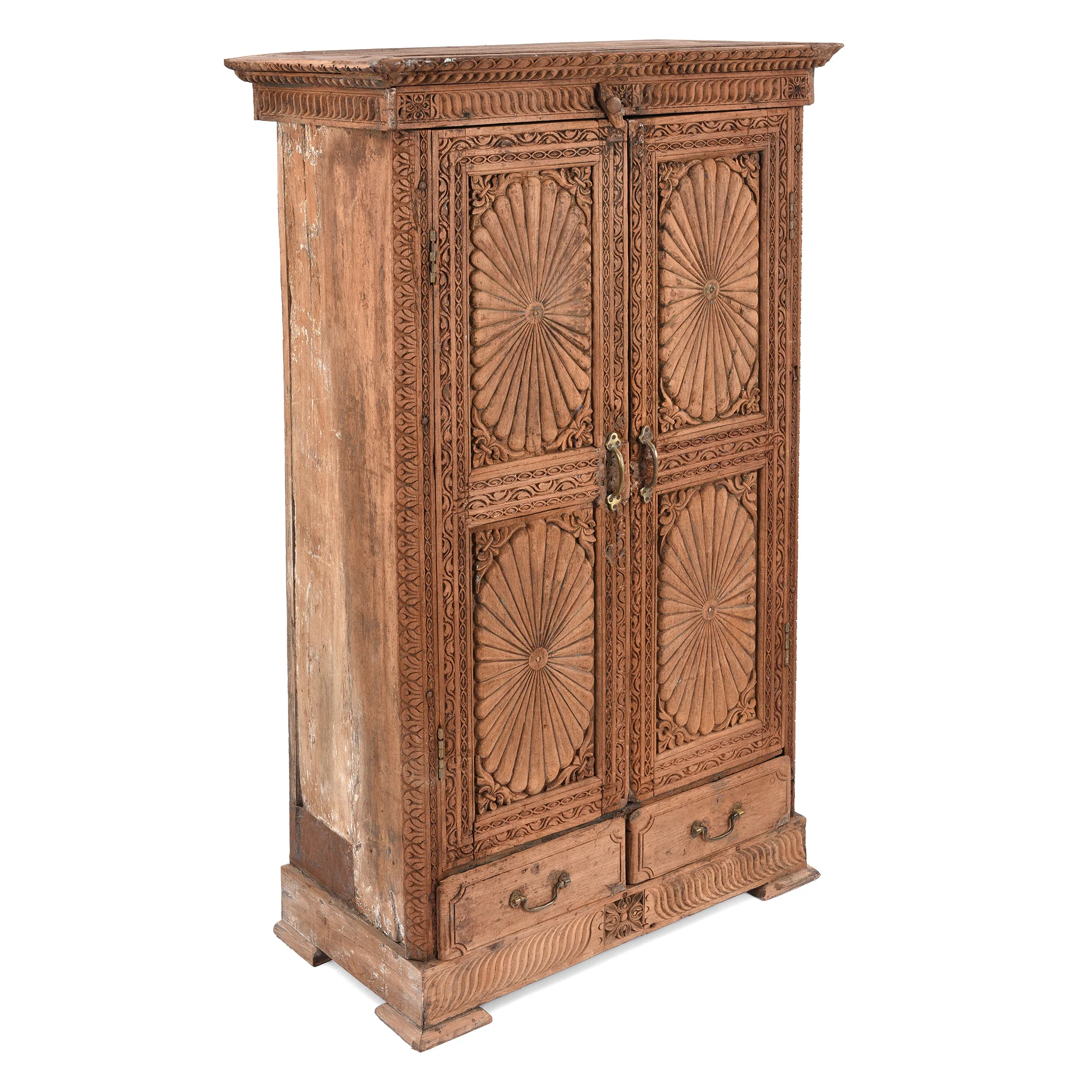 Carved Almirah Cabinet With Sunburst Panels - 19th Centruy - Image 4