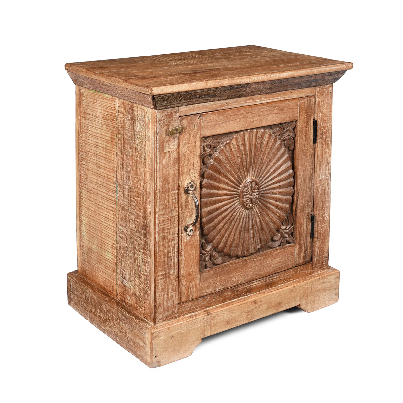 Bedside Cabinet Made From Reclaimed Carved Teak - Image 3