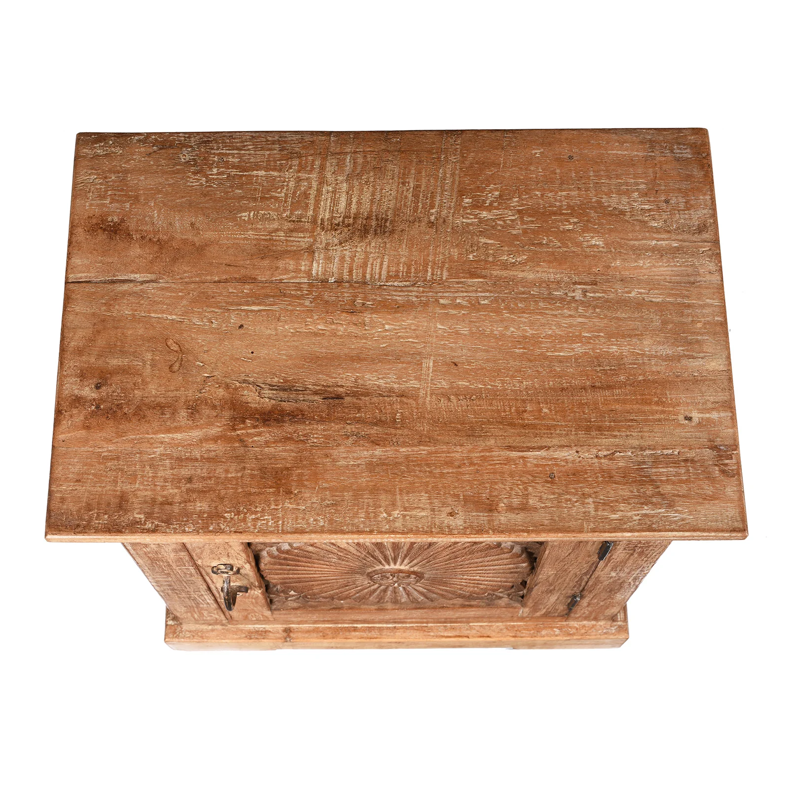 Bedside Cabinet Made From Reclaimed Carved Teak - Image 6