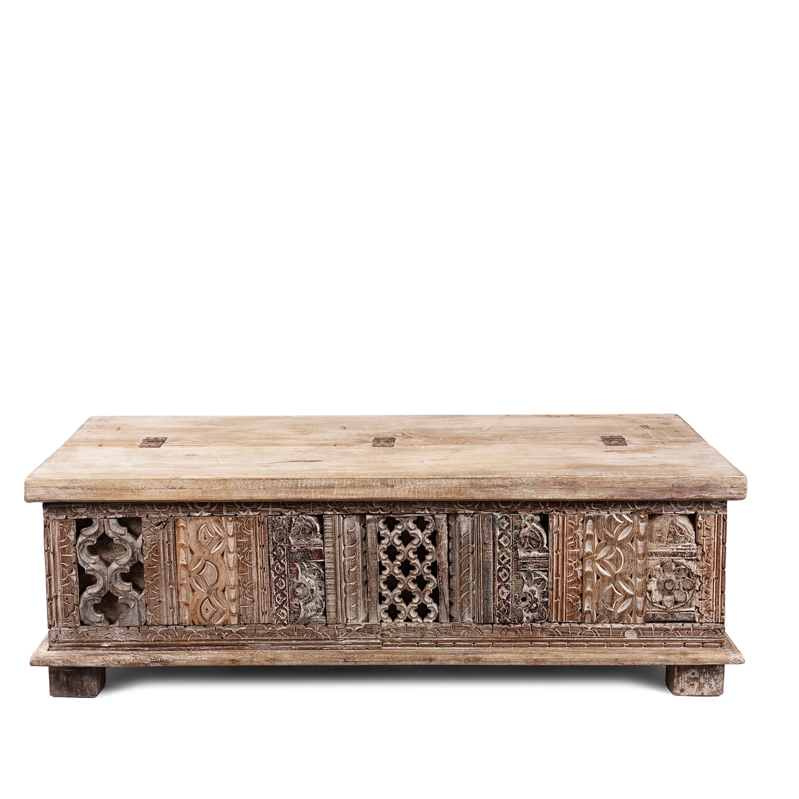 Carved Blanket Chest Made From Reclaimed Teak