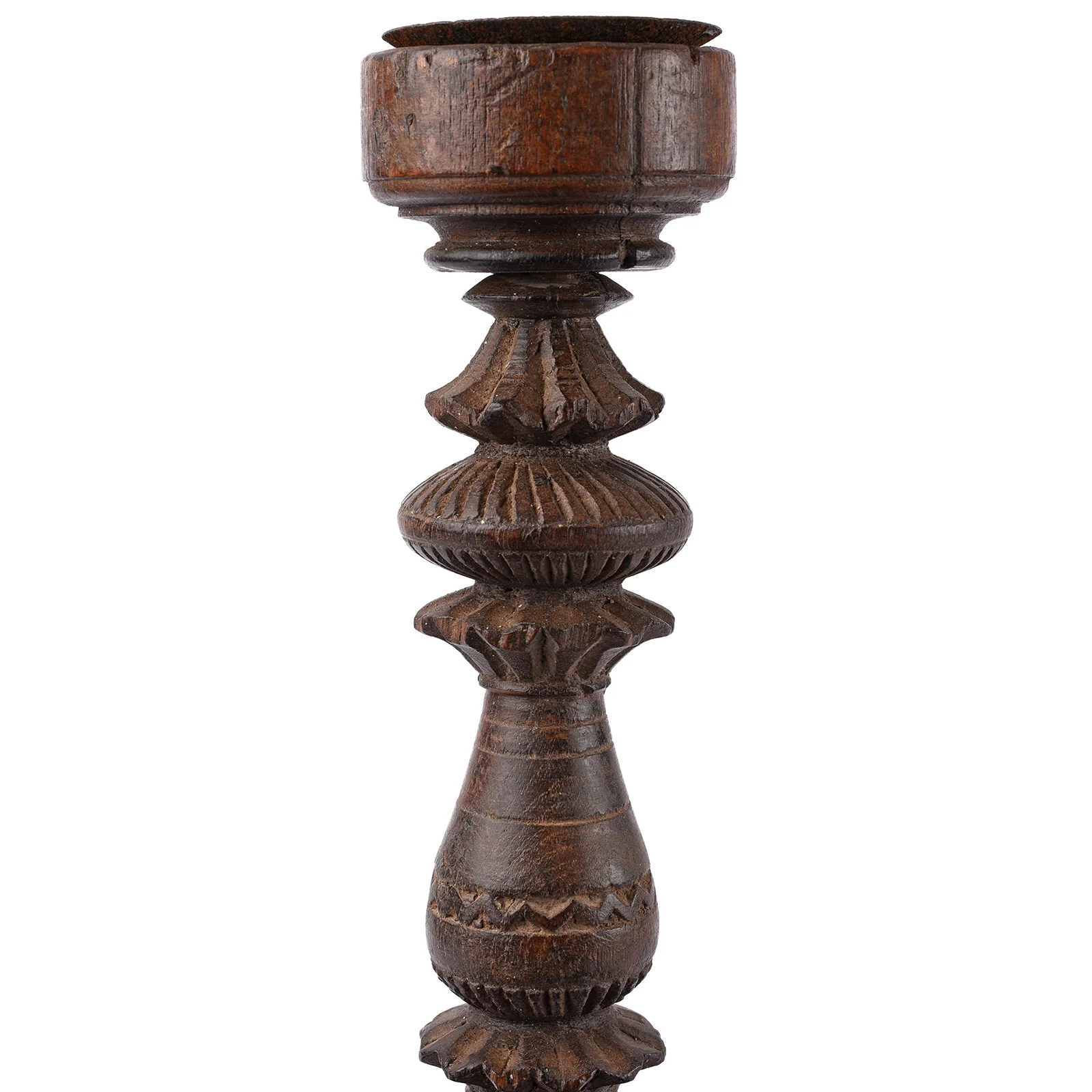 Carved Teak Candle Stick From Banswara - Ca 1920 - Image 3