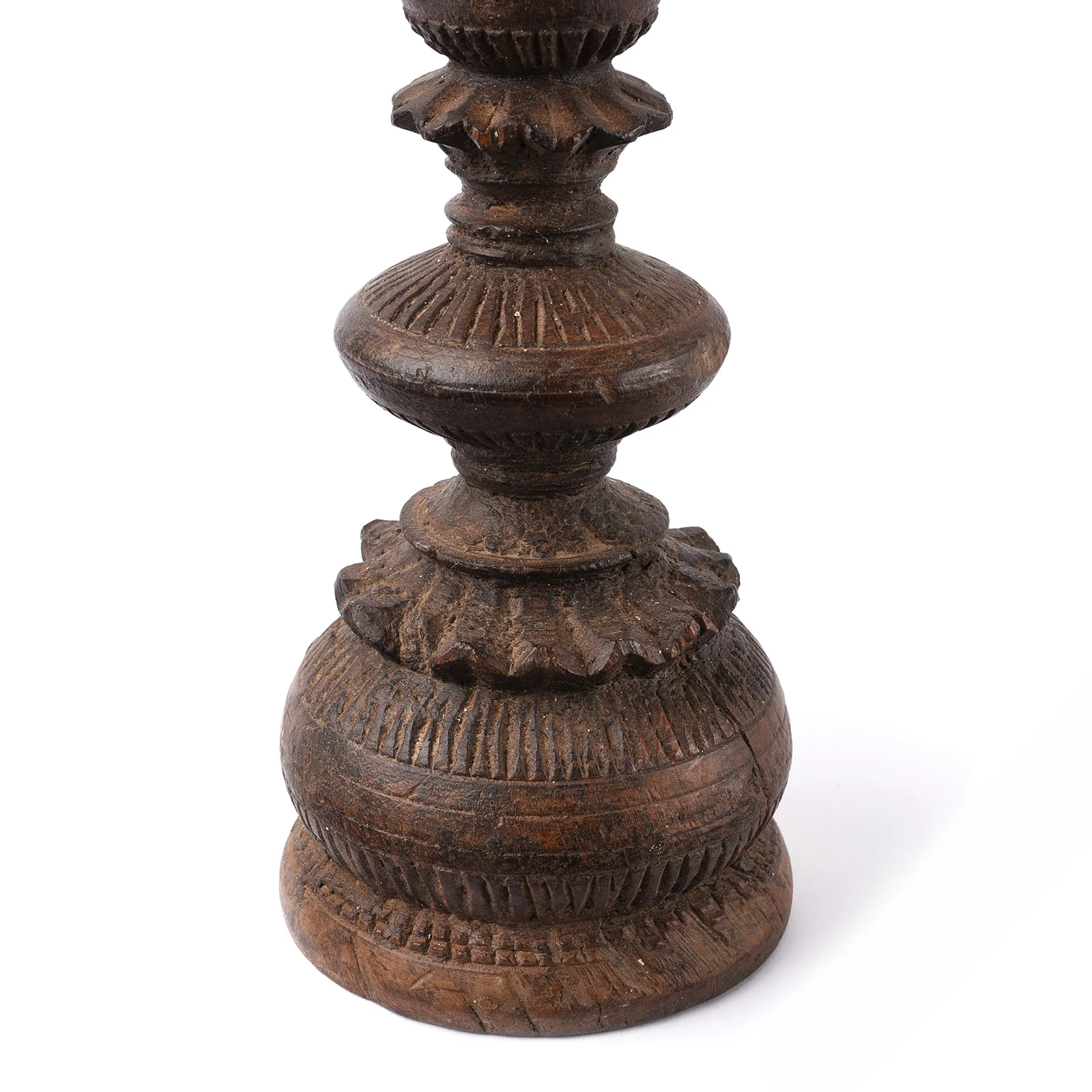 Carved Teak Candle Stick From Banswara - Ca 1920 - Image 4