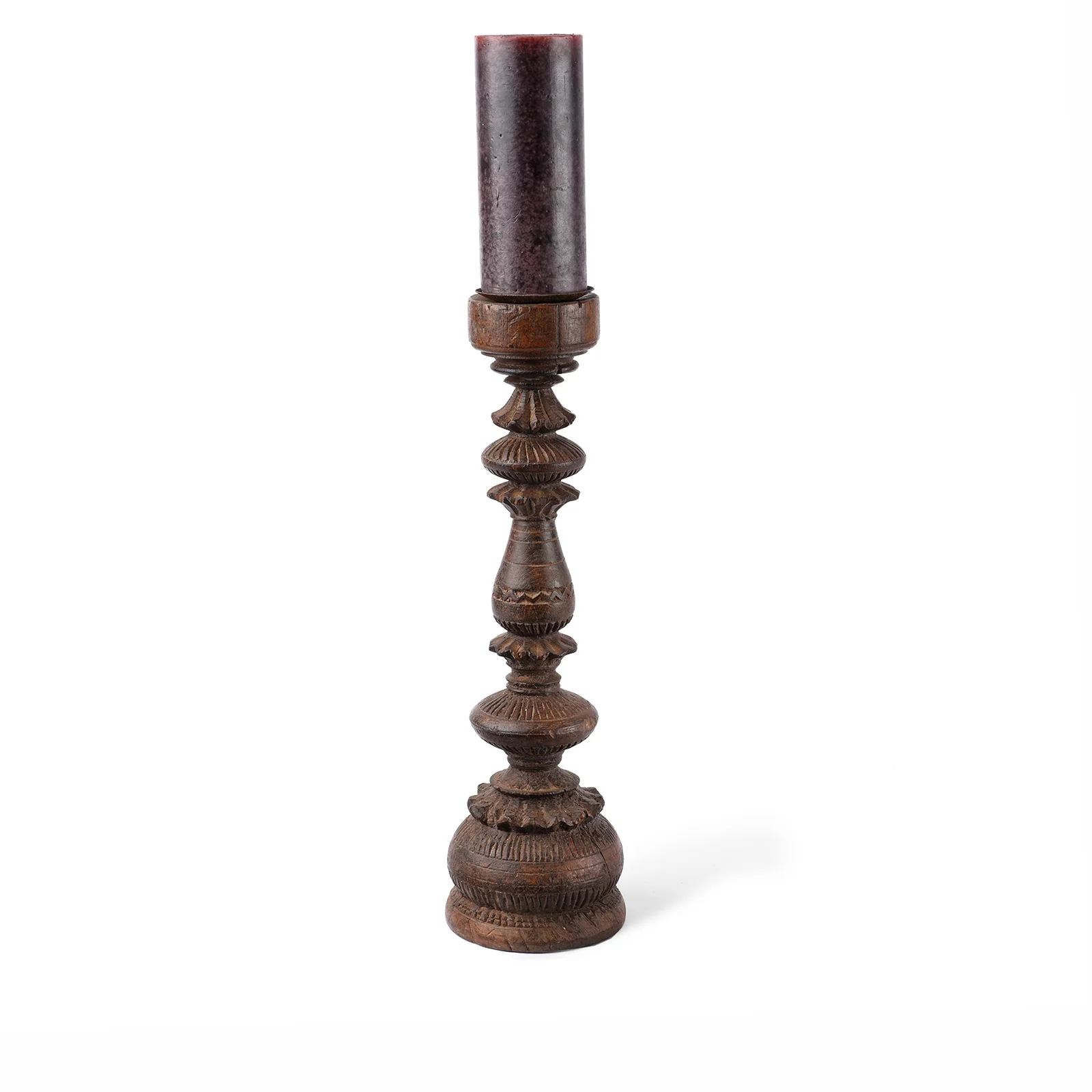 Carved Teak Candle Stick From Banswara - Ca 1920 - Image 5