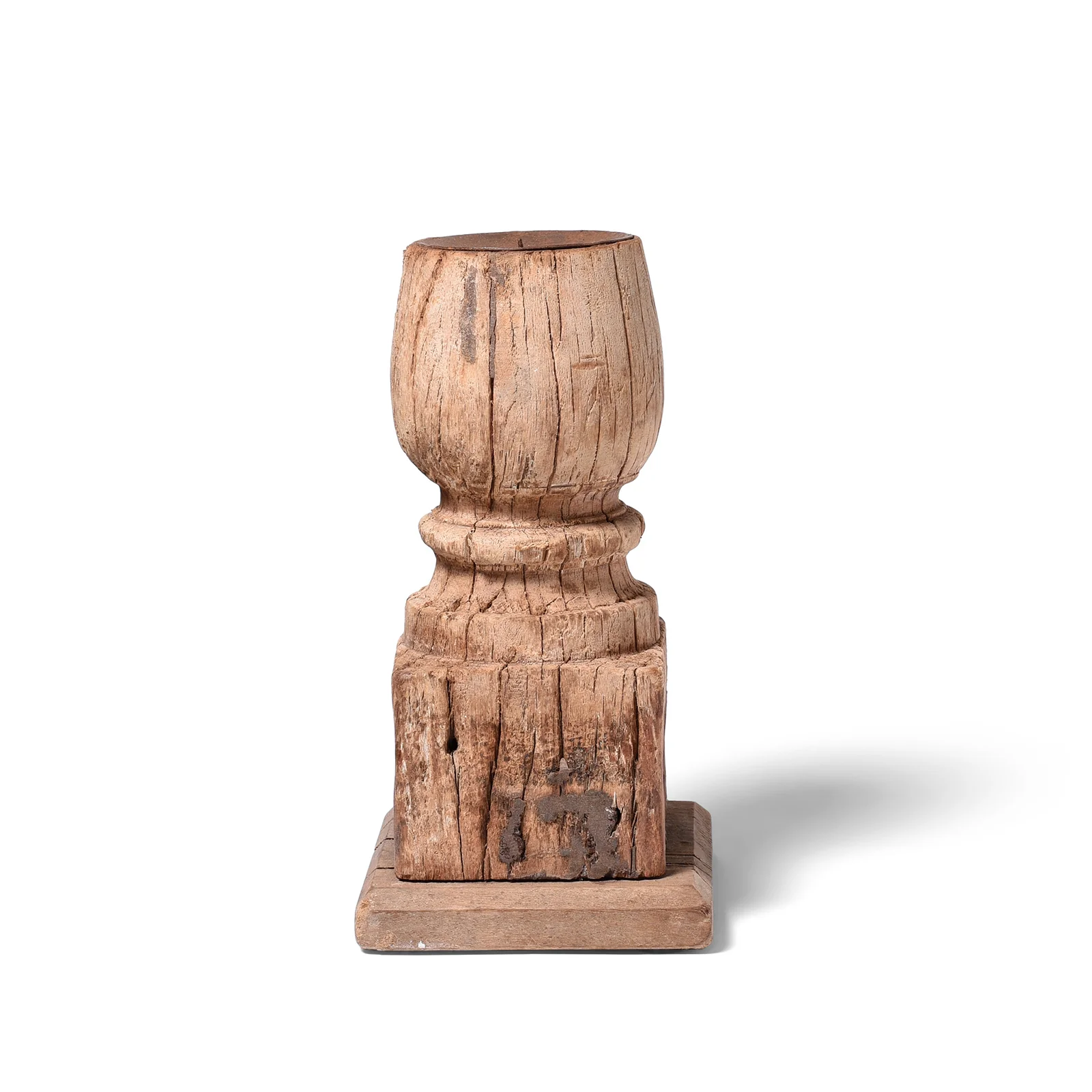 Carved Teak Candlestick Made From An Old Takhat Leg