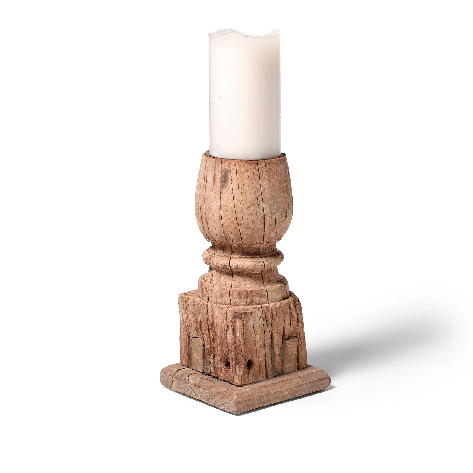 Carved Teak Candlestick Made From An Old Takhat Leg - Image 3
