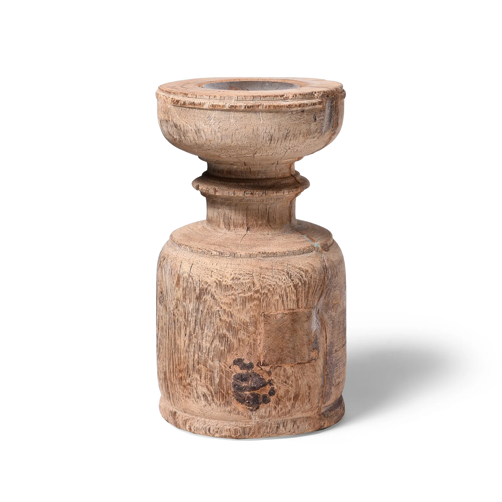 Carved Teak Candlestick Made From An Old Takhat Leg - Image 2