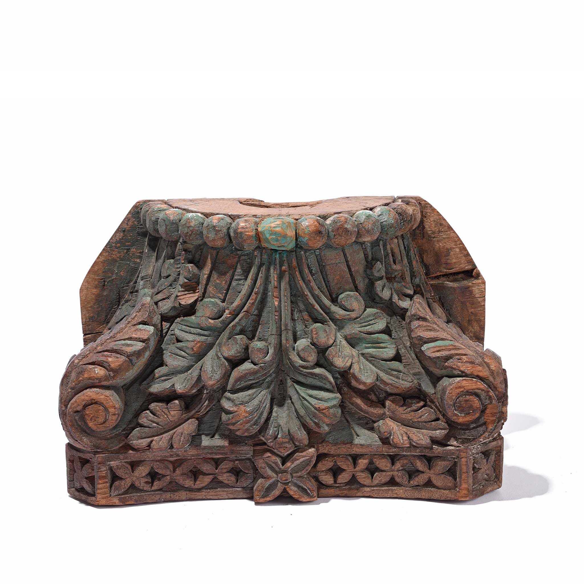 Carved Teak Capitols From Gujarat Various Colours - Late 19thC - Image 4