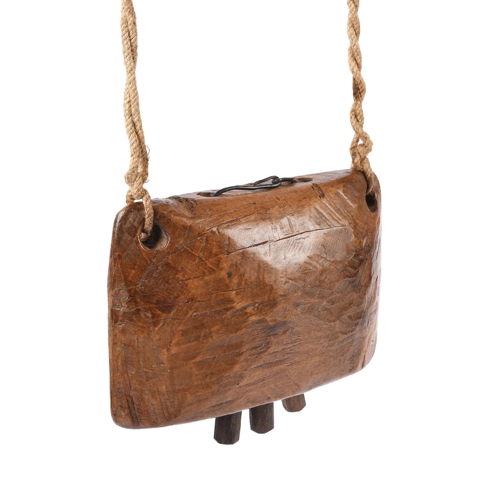Teak Cow Bell From Rajasthan - Early 20th Century
