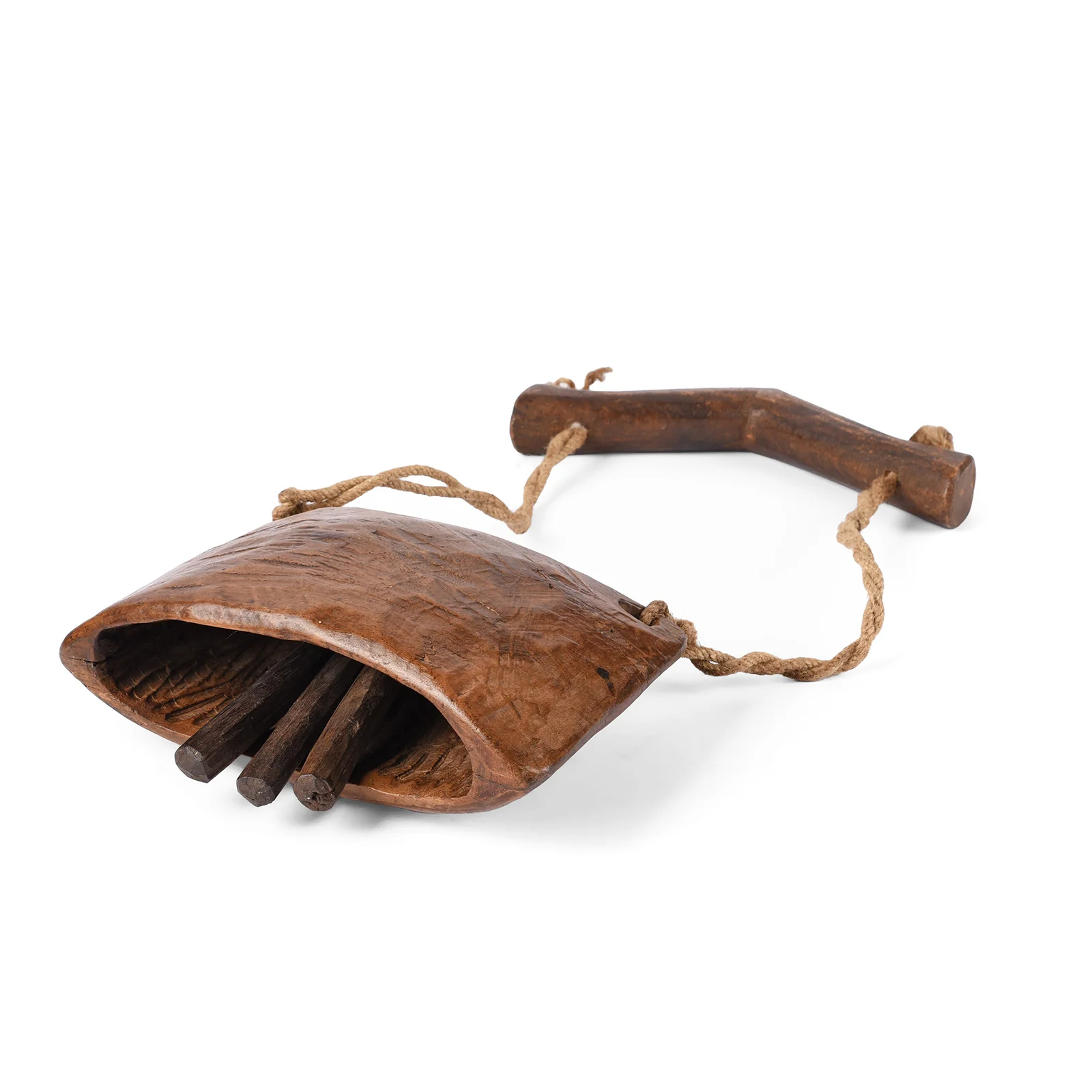 Teak Cow Bell From Rajasthan - Early 20th Century - Image 2
