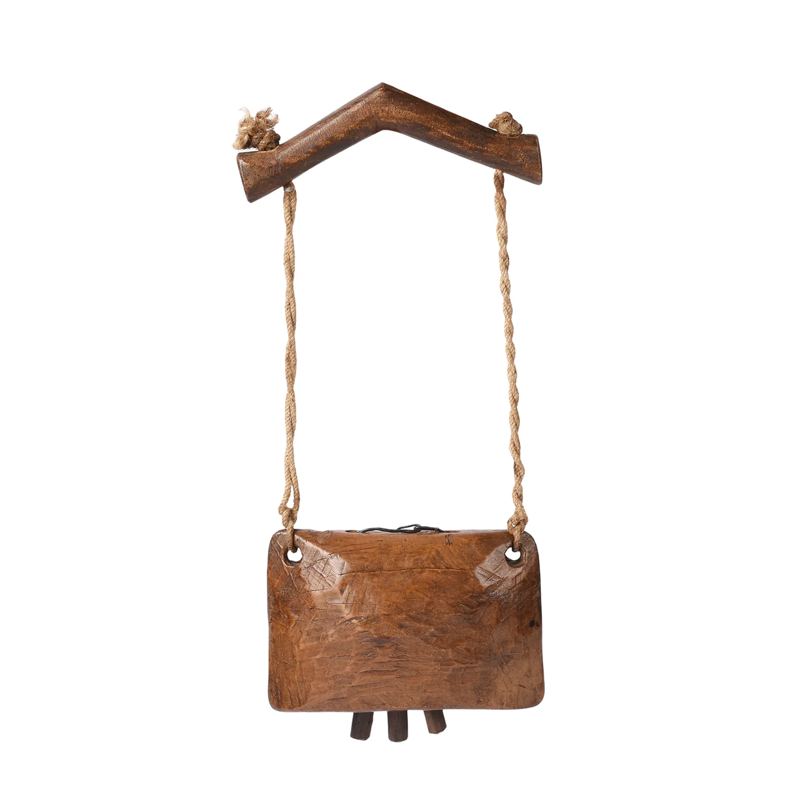 Teak Cow Bell From Rajasthan - Early 20th Century - Image 3