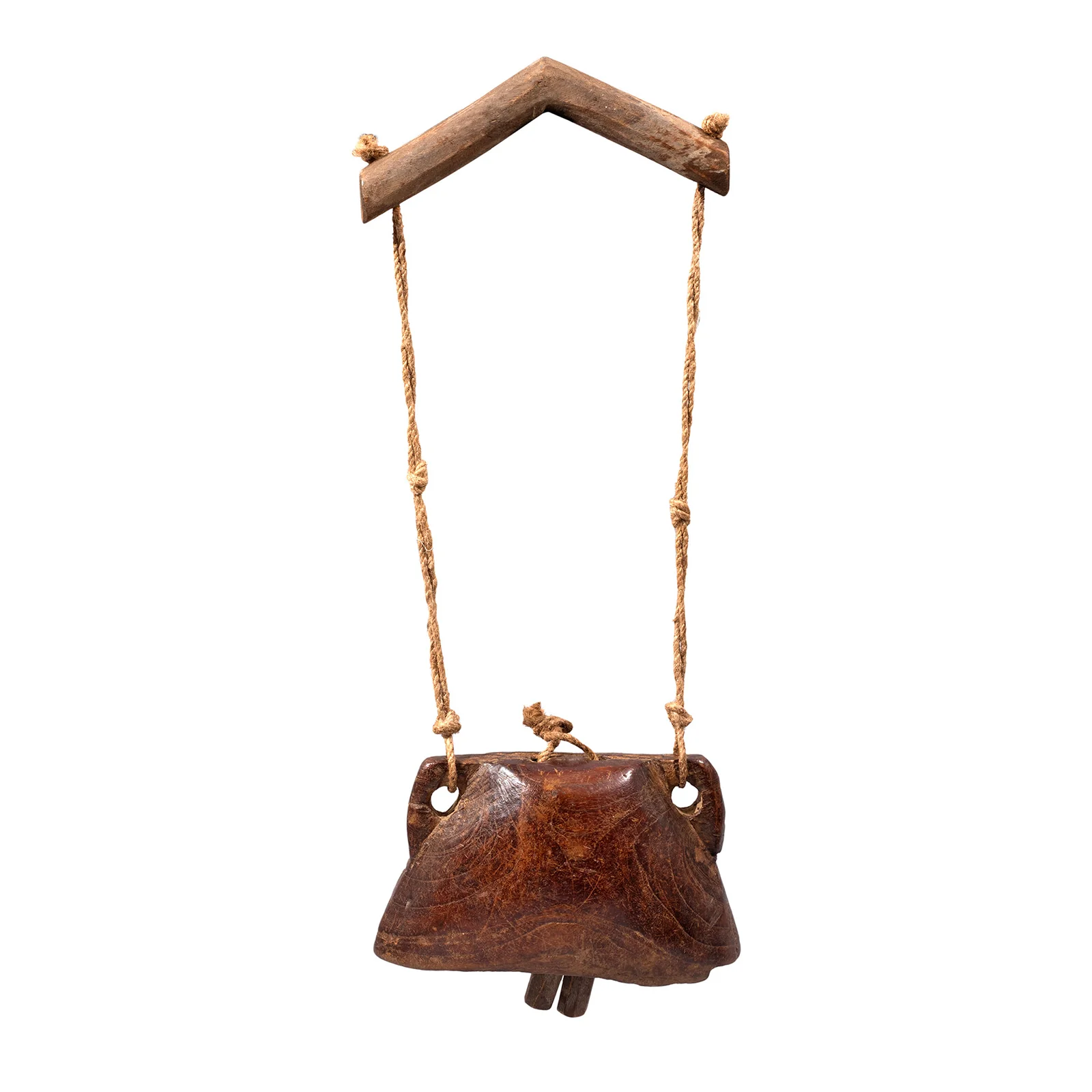 Carved Teak Cow Bell From Rajasthan - Early 20th Century - Image 3