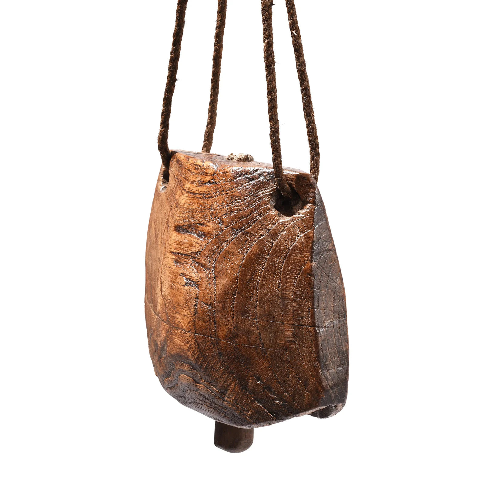 Carved Teak Cowbell From Rajasthan - Early 20th Century - Image 3