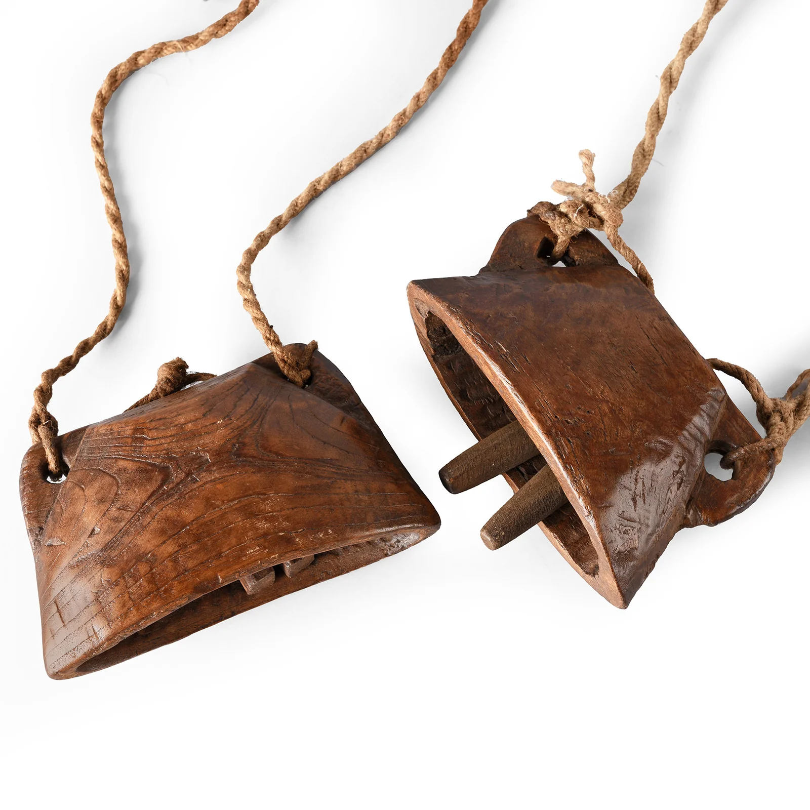 Carved Teak Cow Bell From Rajasthan - Early 20th Century